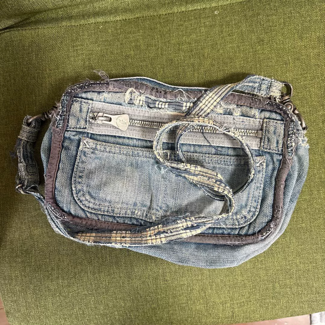 Porter Classic Distressed Denim Crossbody Bag — back