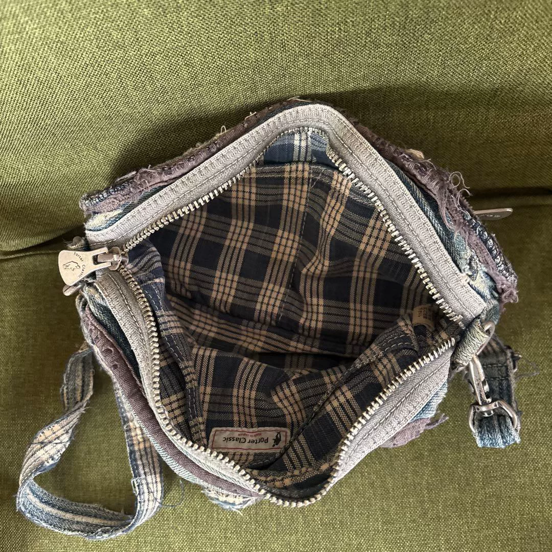 Porter Classic Distressed Denim Crossbody Bag — detail