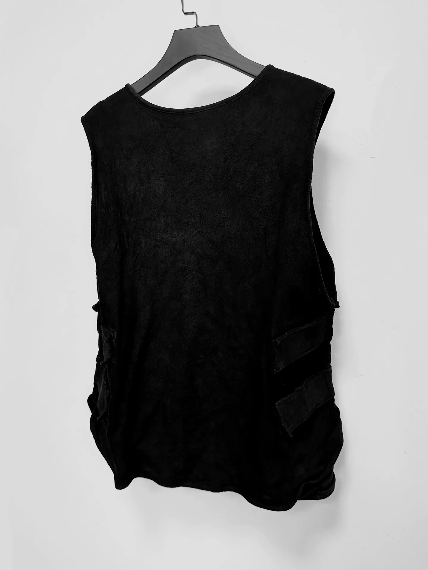 Paul Harnden Black Sheepskin Tactical Vest — detail