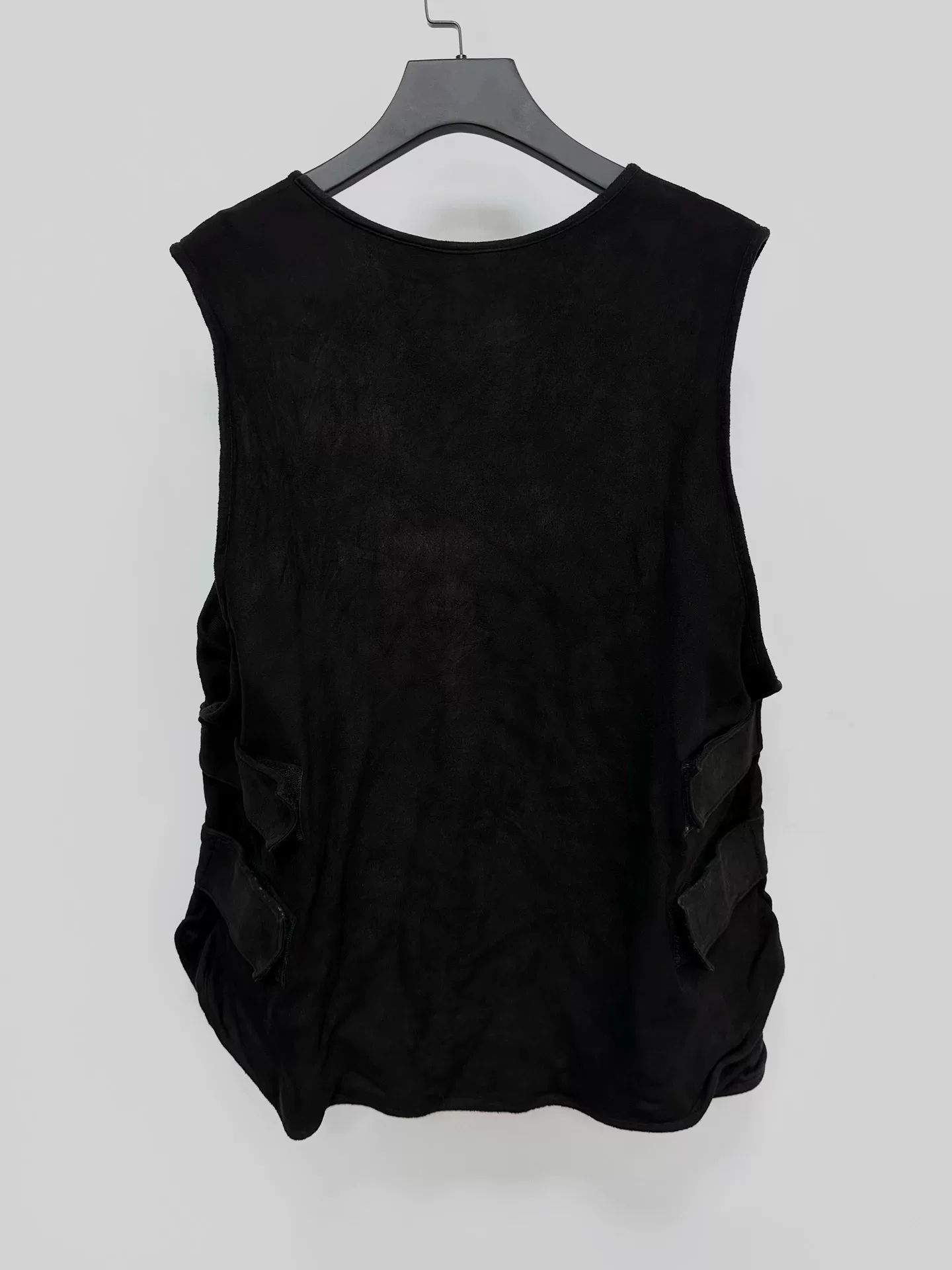 Paul Harnden Black Sheepskin Tactical Vest — front