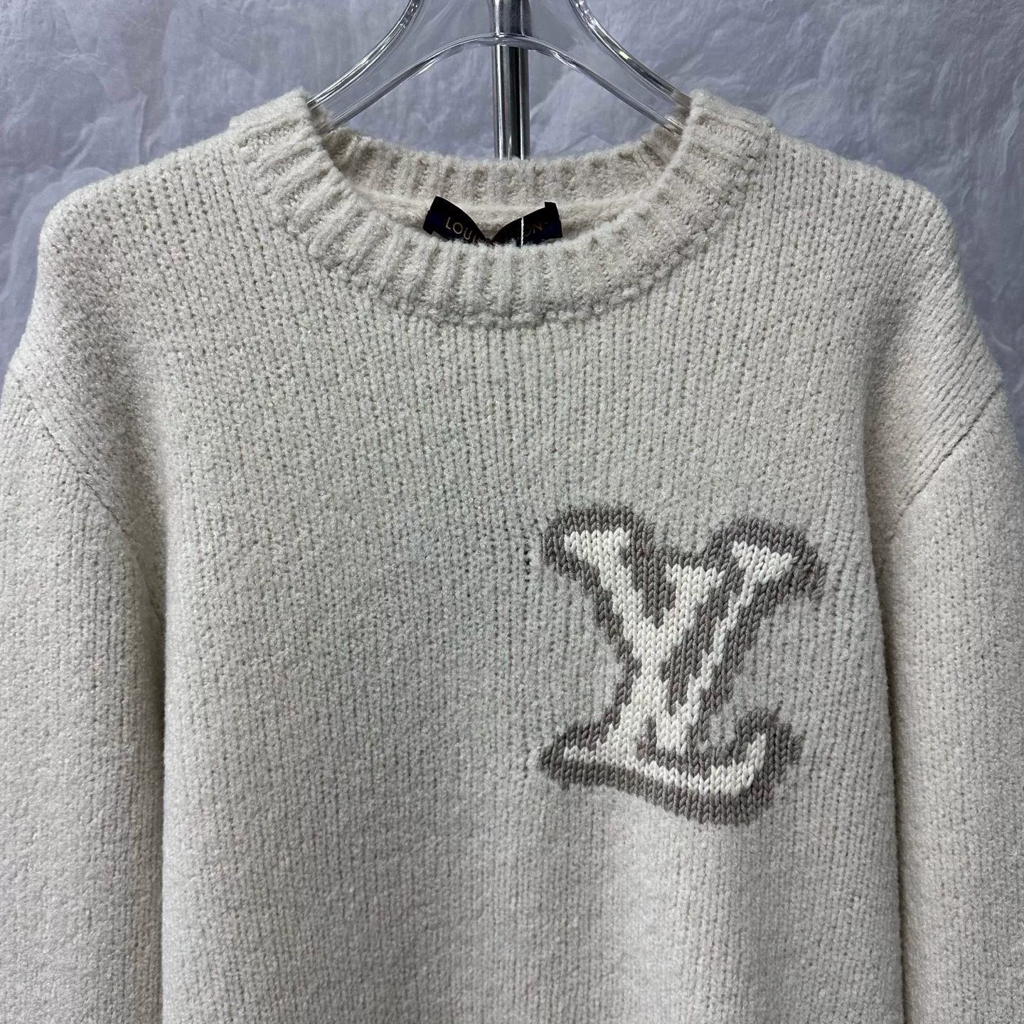 Louis Vuitton SS25 Intarsia Logo Teddy Sweater — front