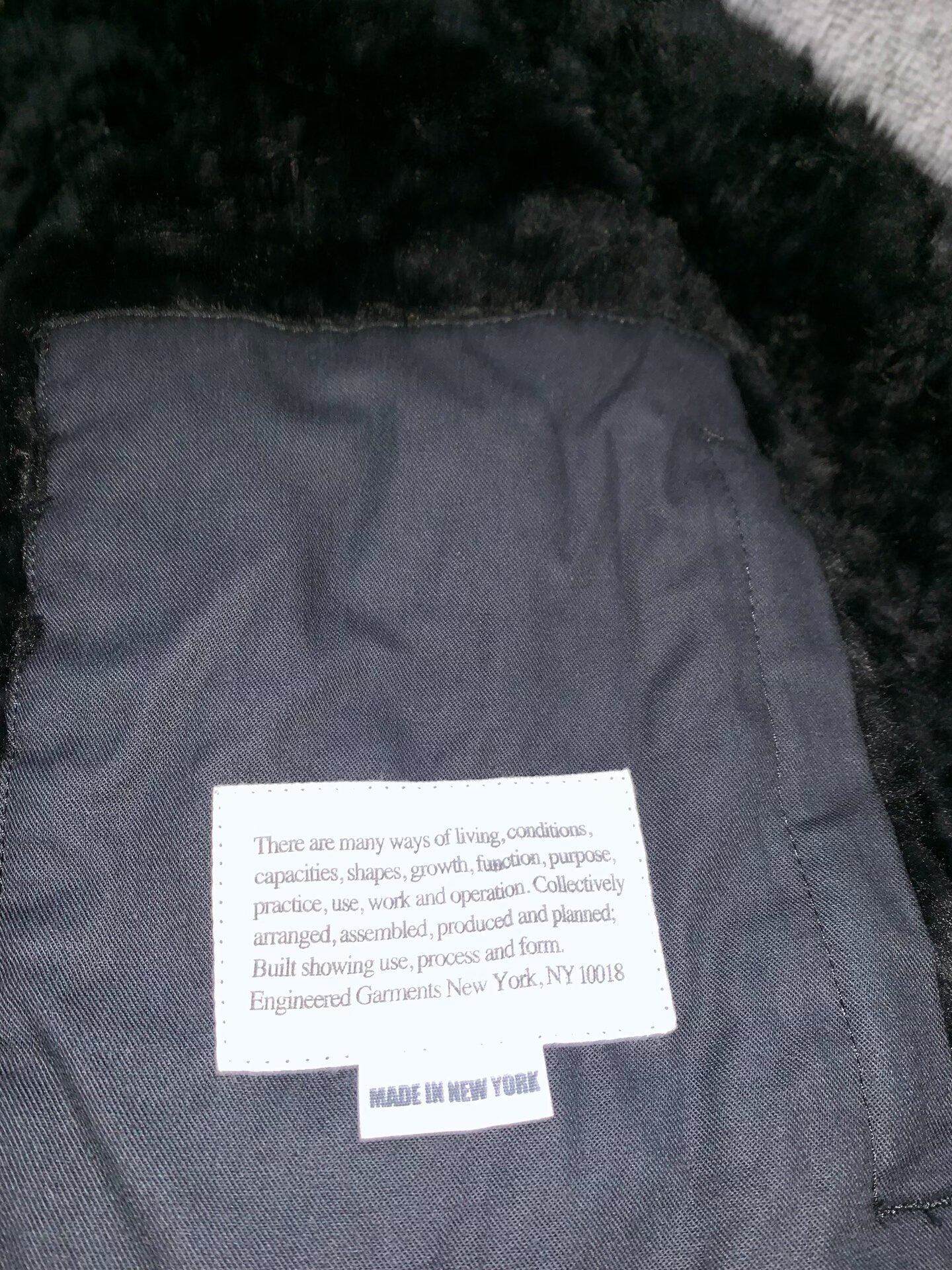 Engineered Garments Mackinan 6W Corduroy Coat — label