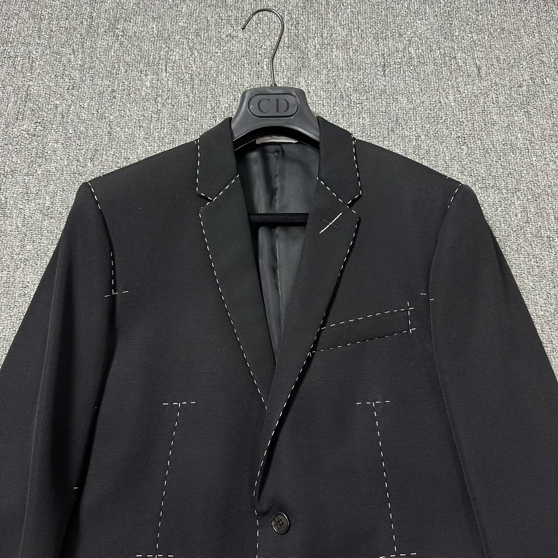 Dior Homme Wool Suit with White Topstitching — detail