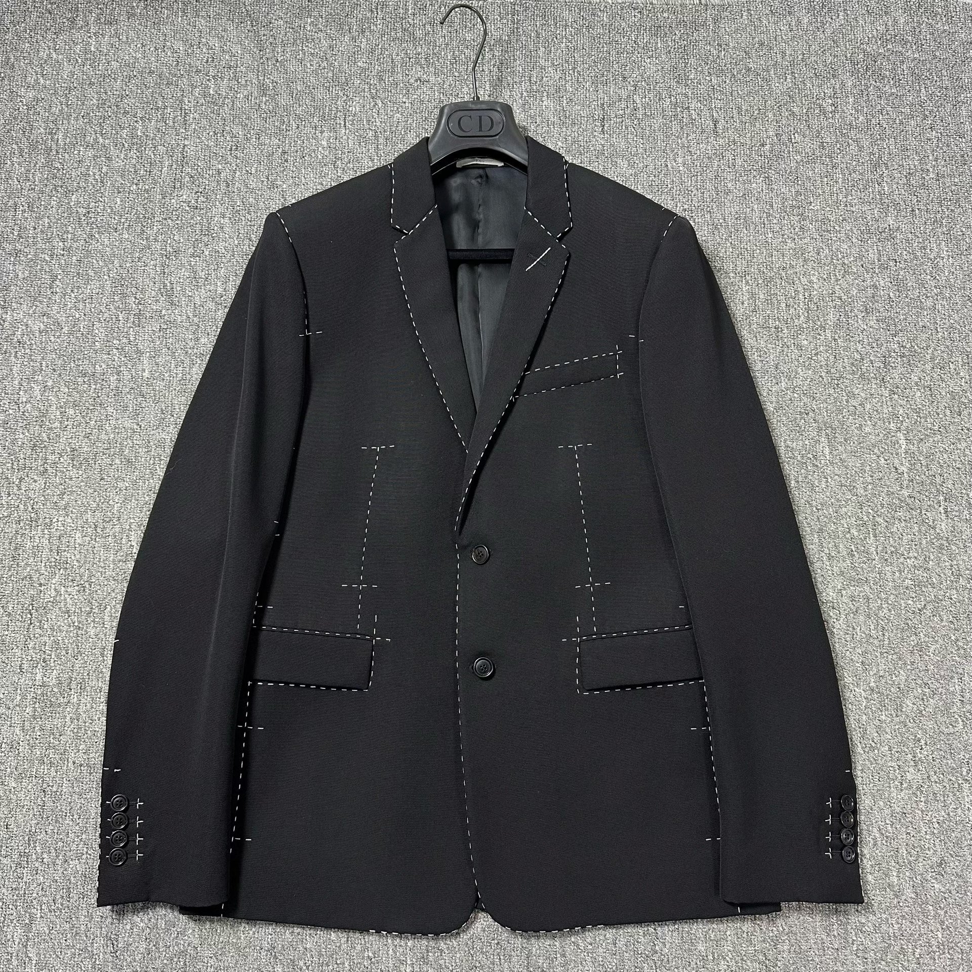 Dior Homme Wool Suit with White Topstitching