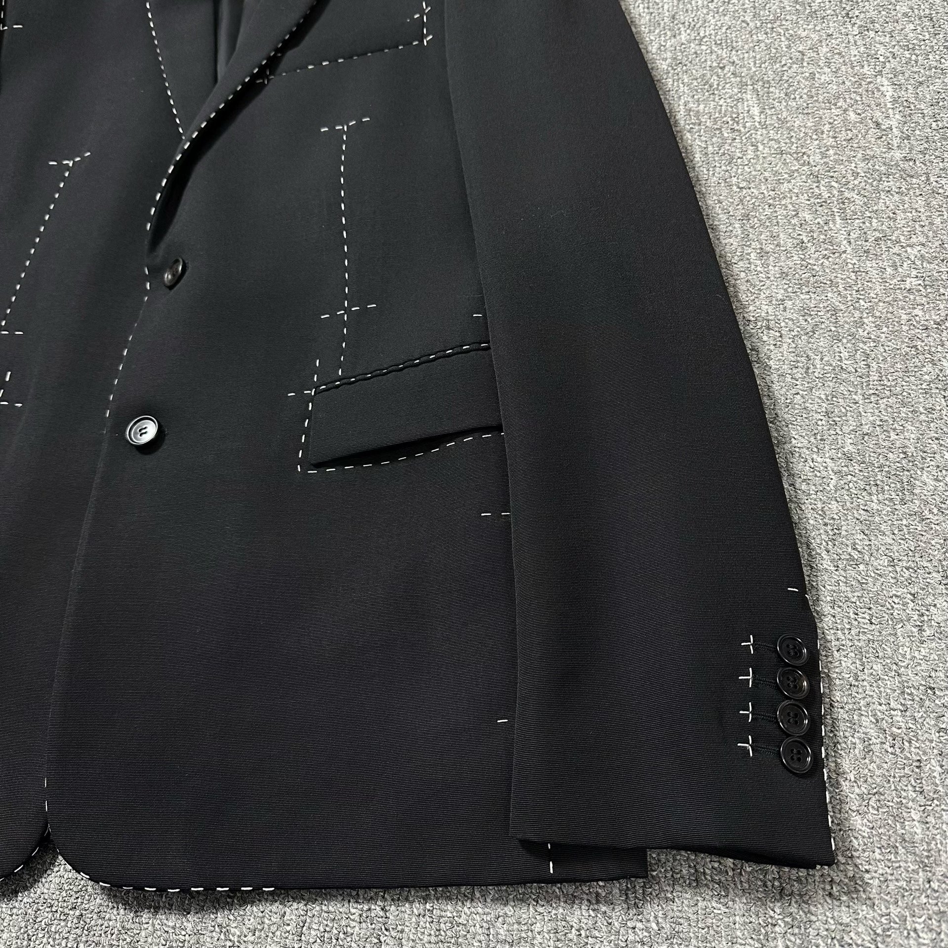 Dior Homme Wool Suit with White Topstitching — front