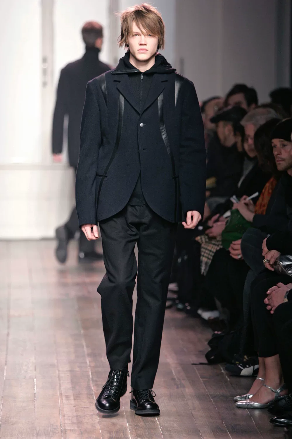 Yohji Yamamoto 05AW Leather Panel Blazer — detail