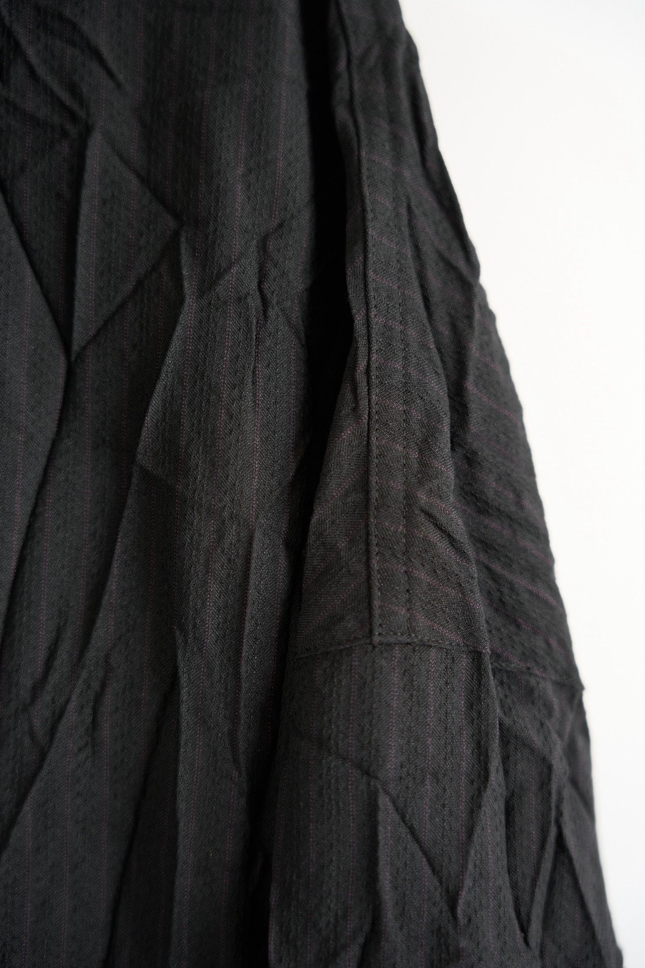 Yohji Yamamoto Striped Crinkled Wool Coat — label