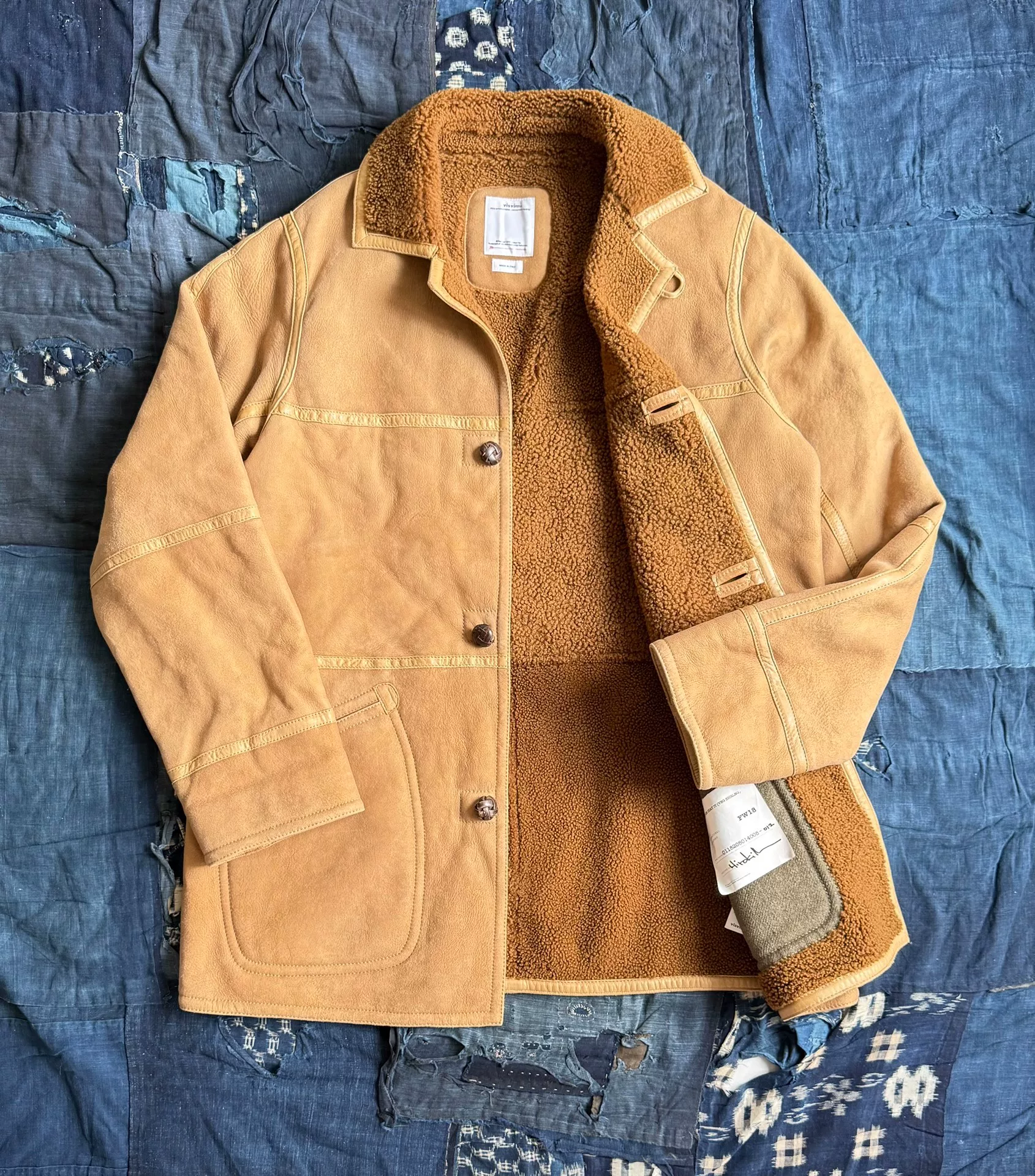VISVIM 18AW PATTON VEG SHERLING COAT — front