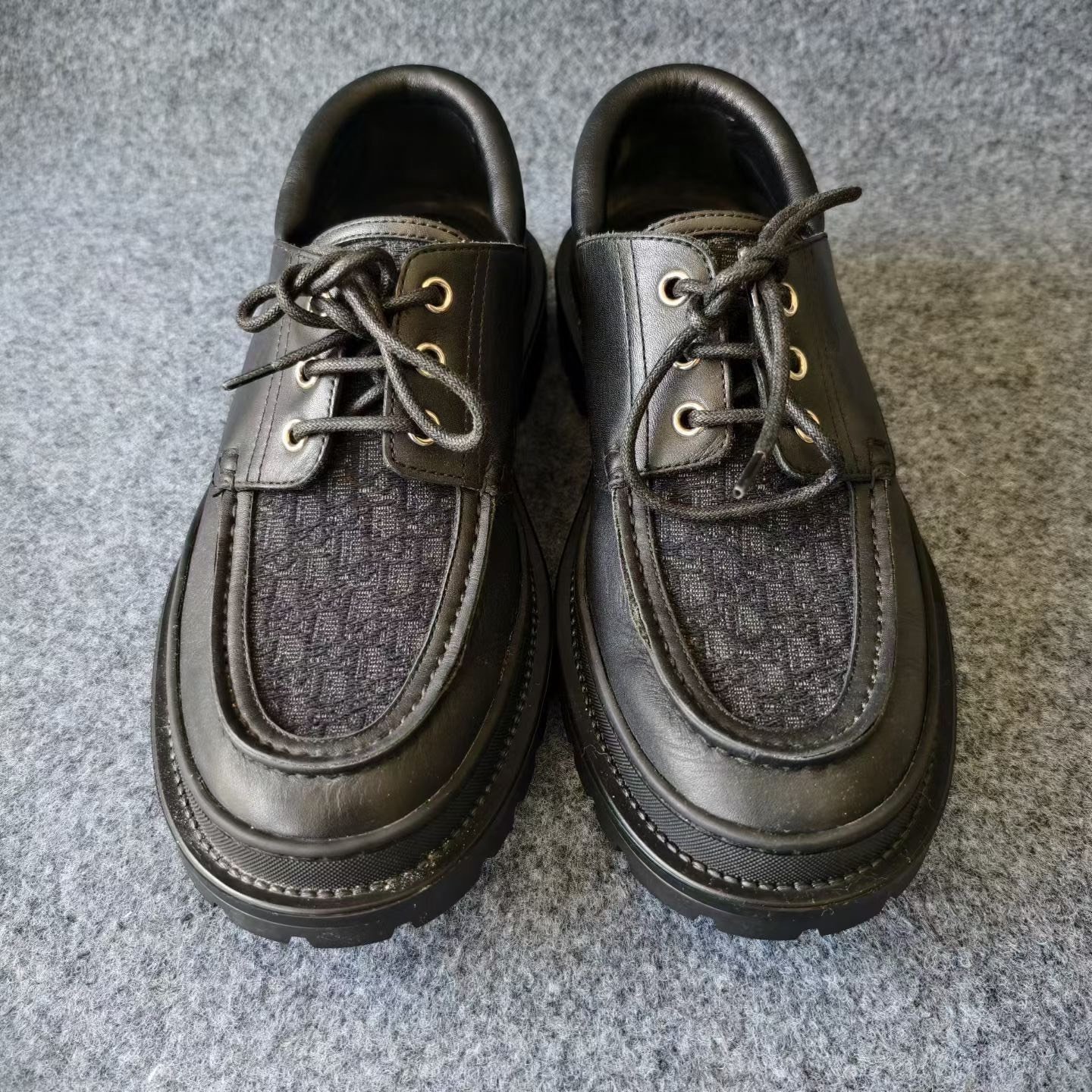 Dior All-Over Logo Monogram Derby Shoes — front