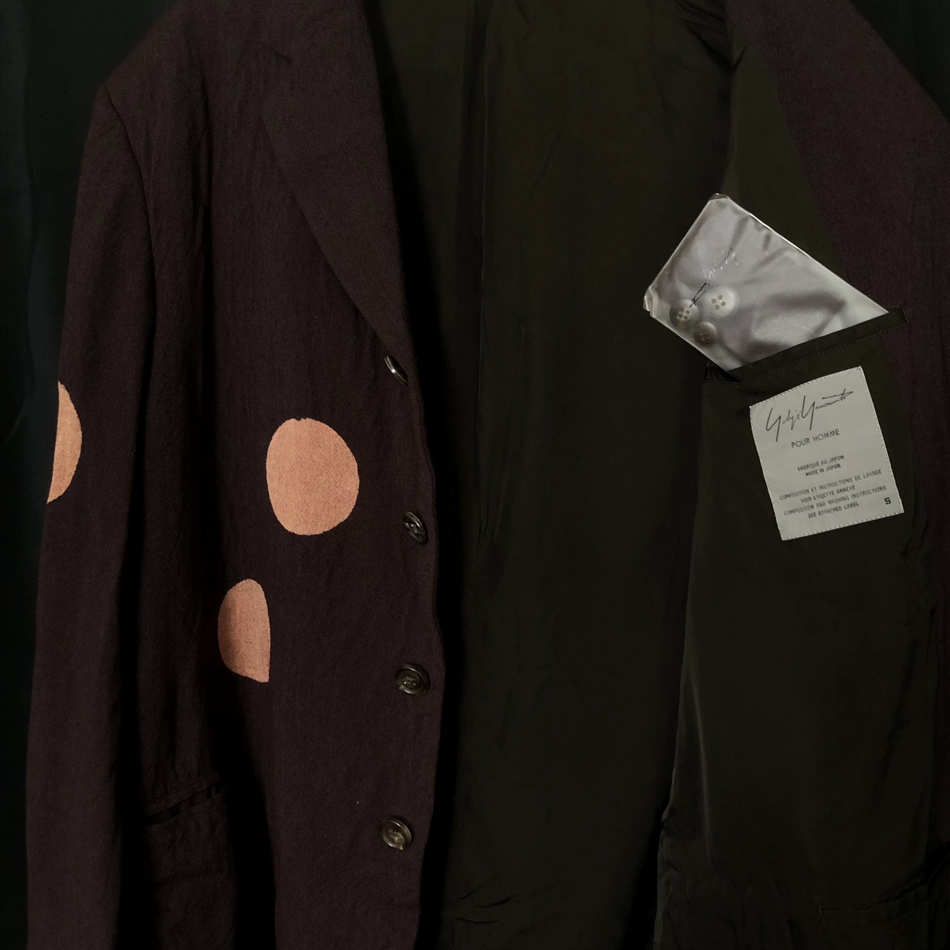 Yohji Yamamoto 1996AW Discharge Print Coat — detail
