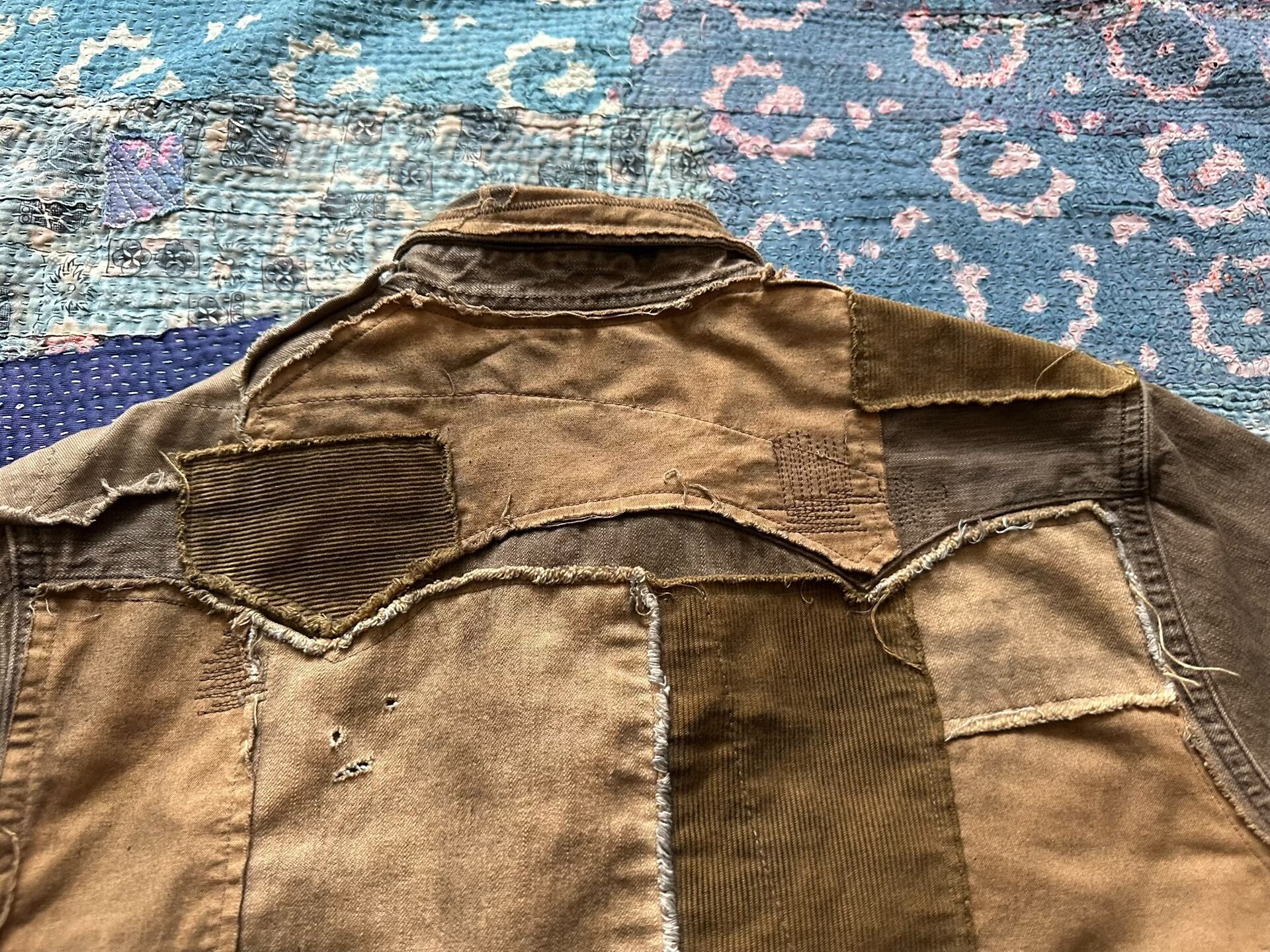 RRL Distressed Patchwork Long-Sleeve Shirt — back