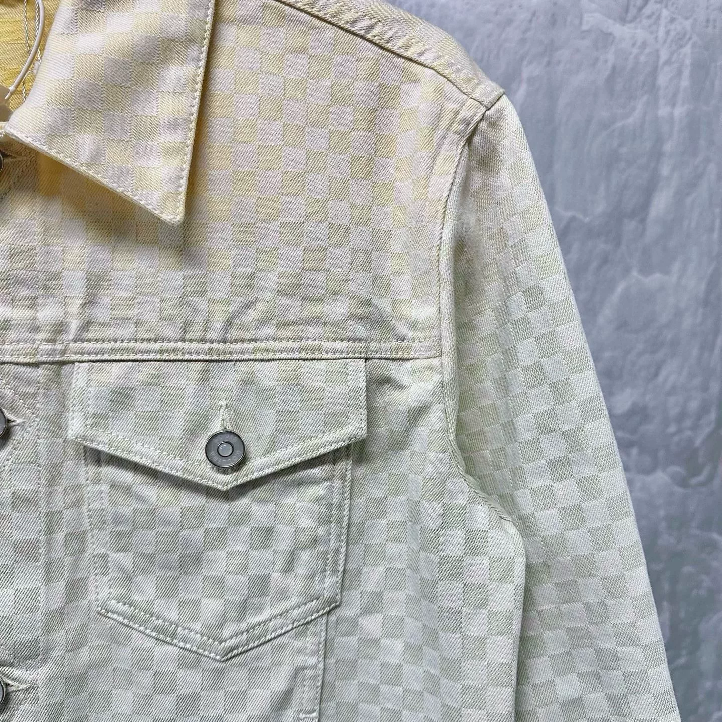 Louis Vuitton FW25 Gradient Damier Denim Jacket — detail