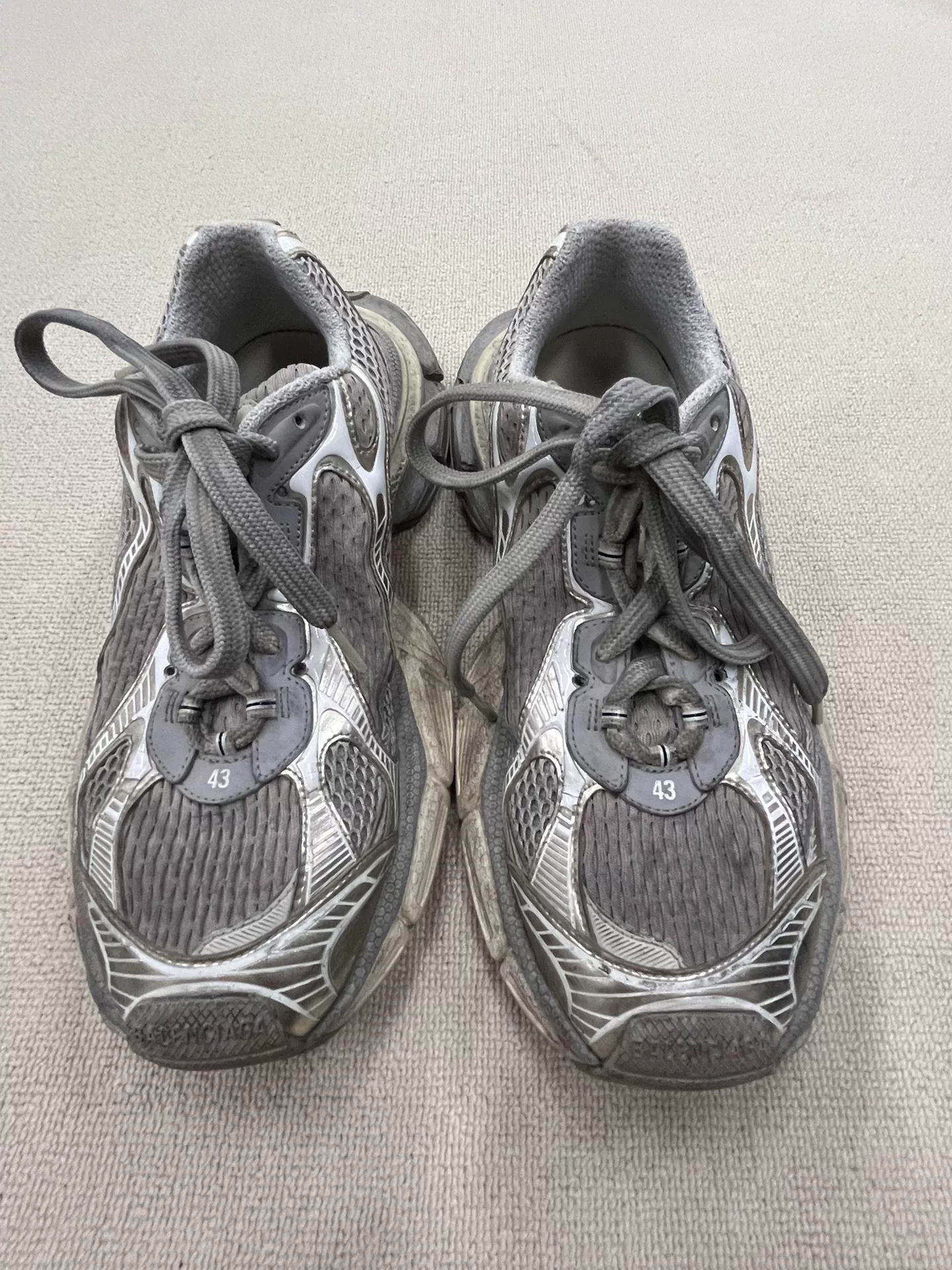 Balenciaga 3XL Gray Silver Sneakers — front