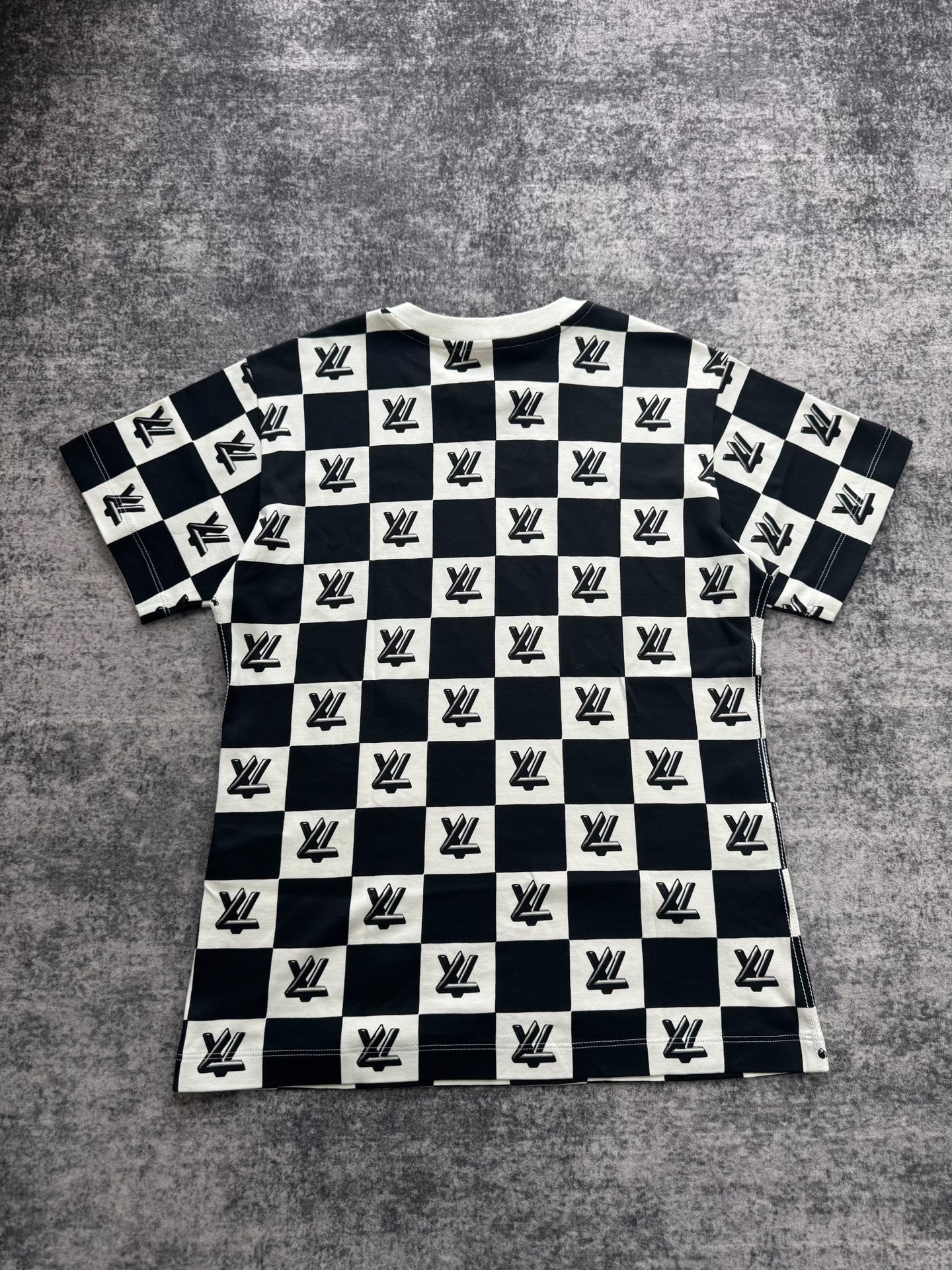 Louis Vuitton Black White Checkerboard Short-Sleeve T-Shirt — front