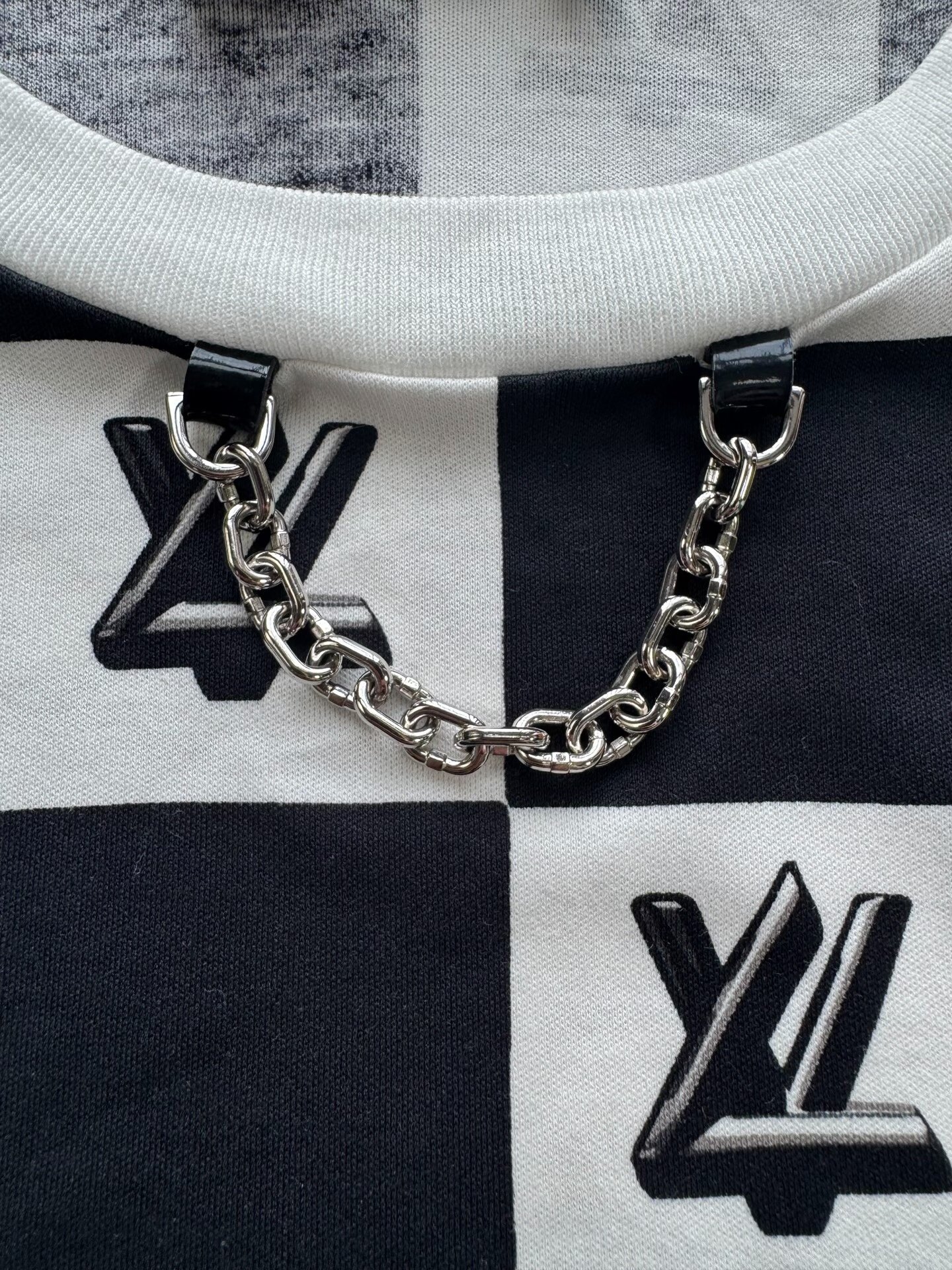 Louis Vuitton Black White Checkerboard Short-Sleeve T-Shirt — back
