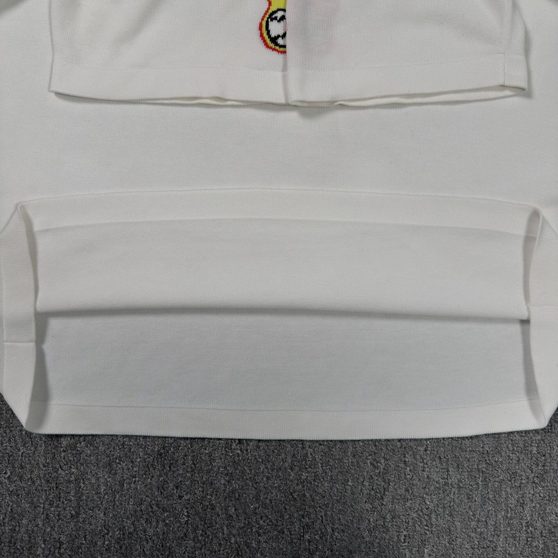 LV Flame Logo White Knit Short-Sleeve Top — label