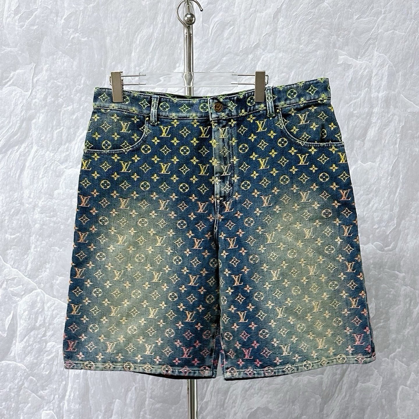 Louis Vuitton Gradient Embroidered Denim Shorts