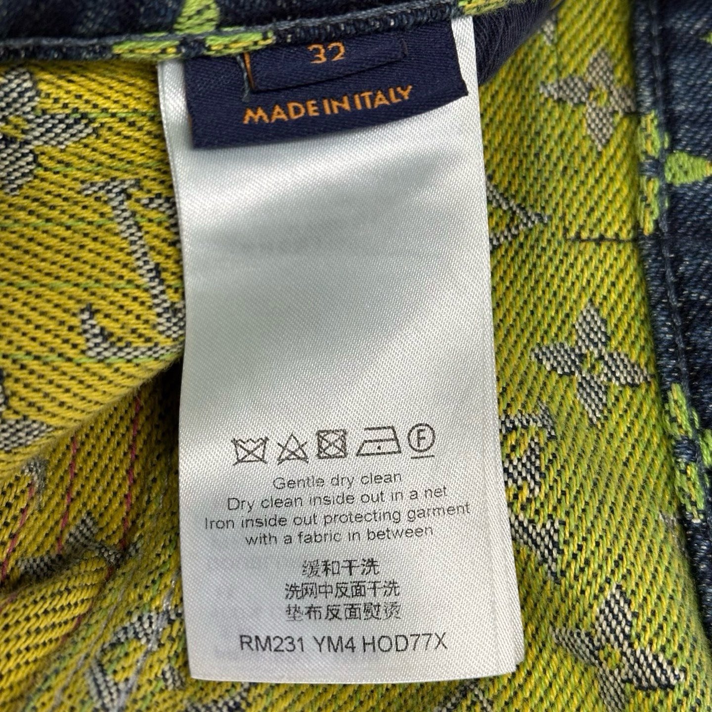 Louis Vuitton Gradient Embroidered Denim Shorts — label