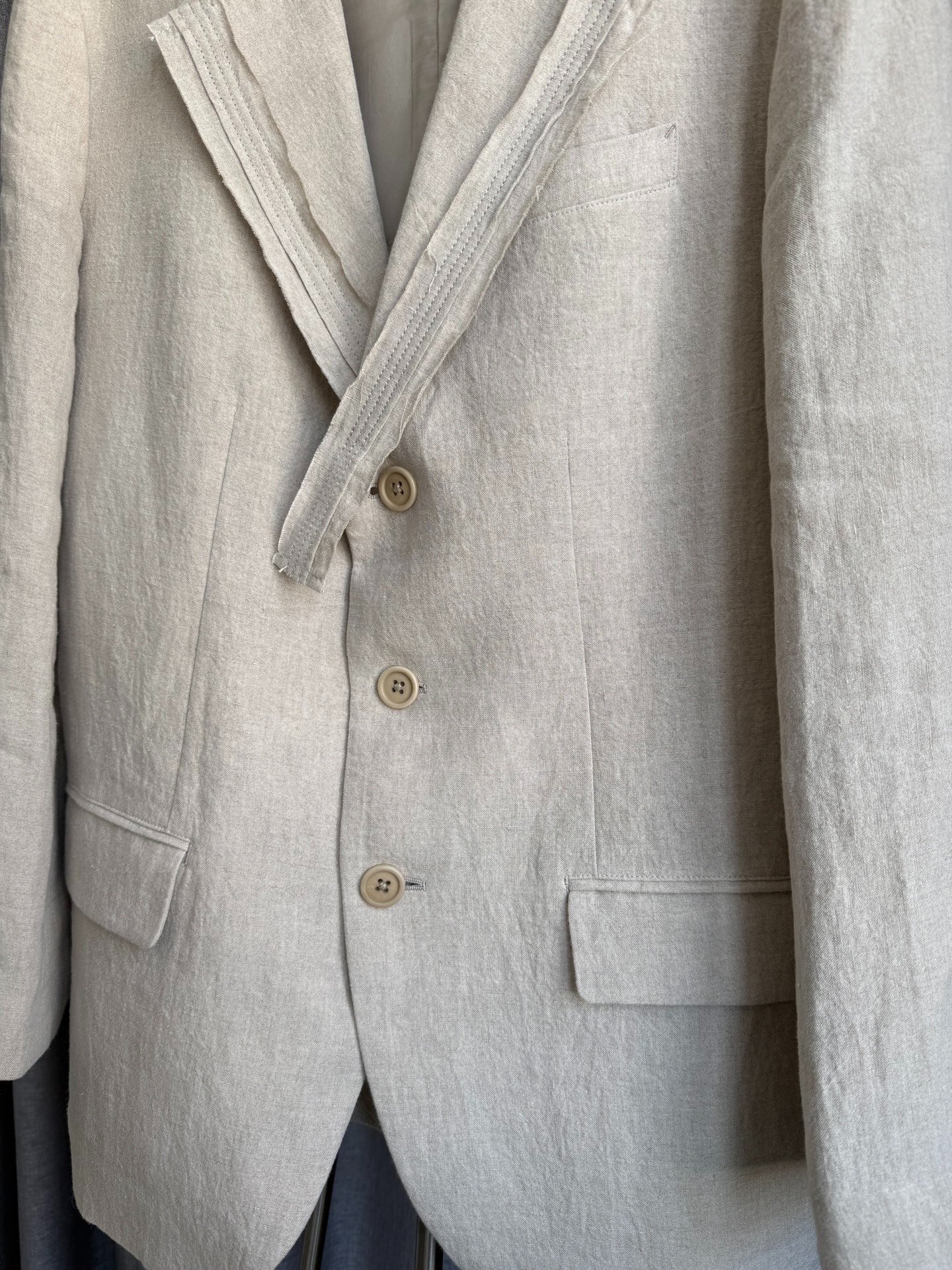 Yohji Yamamoto Y's Men 24SS Linen Blazer — detail