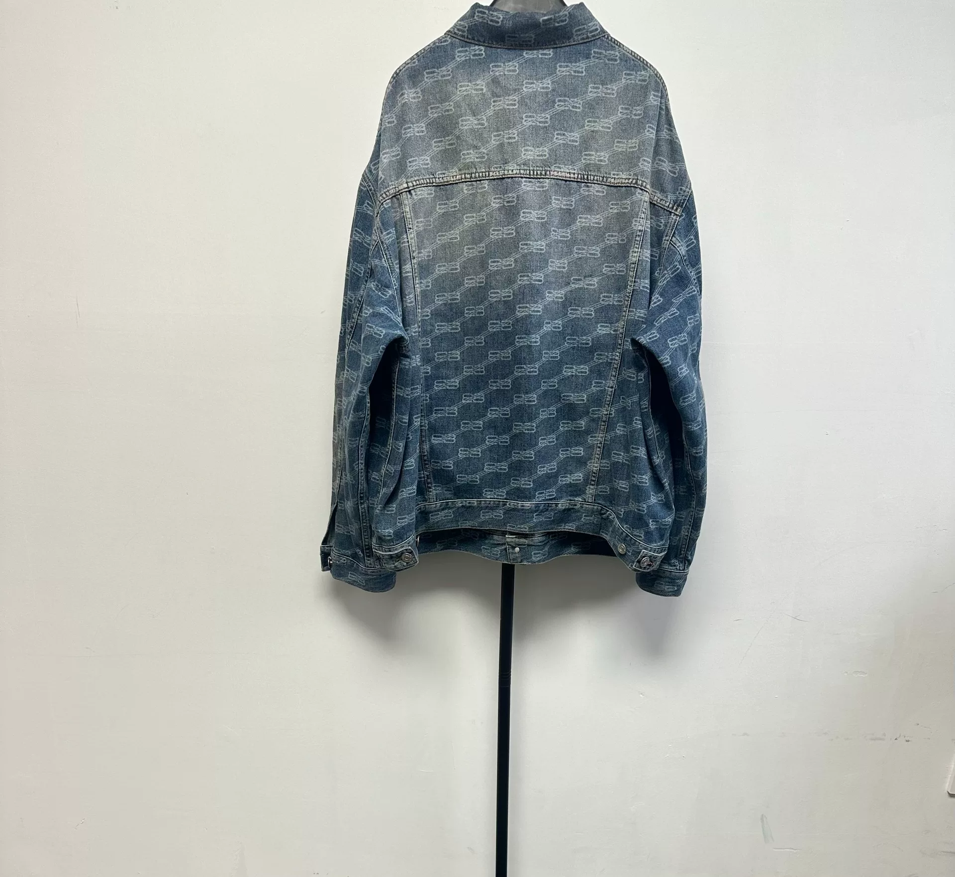 Balenciaga All-Over Logo Denim Jacket — front