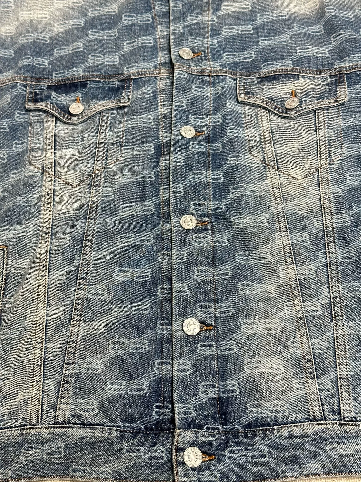 Balenciaga All-Over Logo Denim Jacket — detail