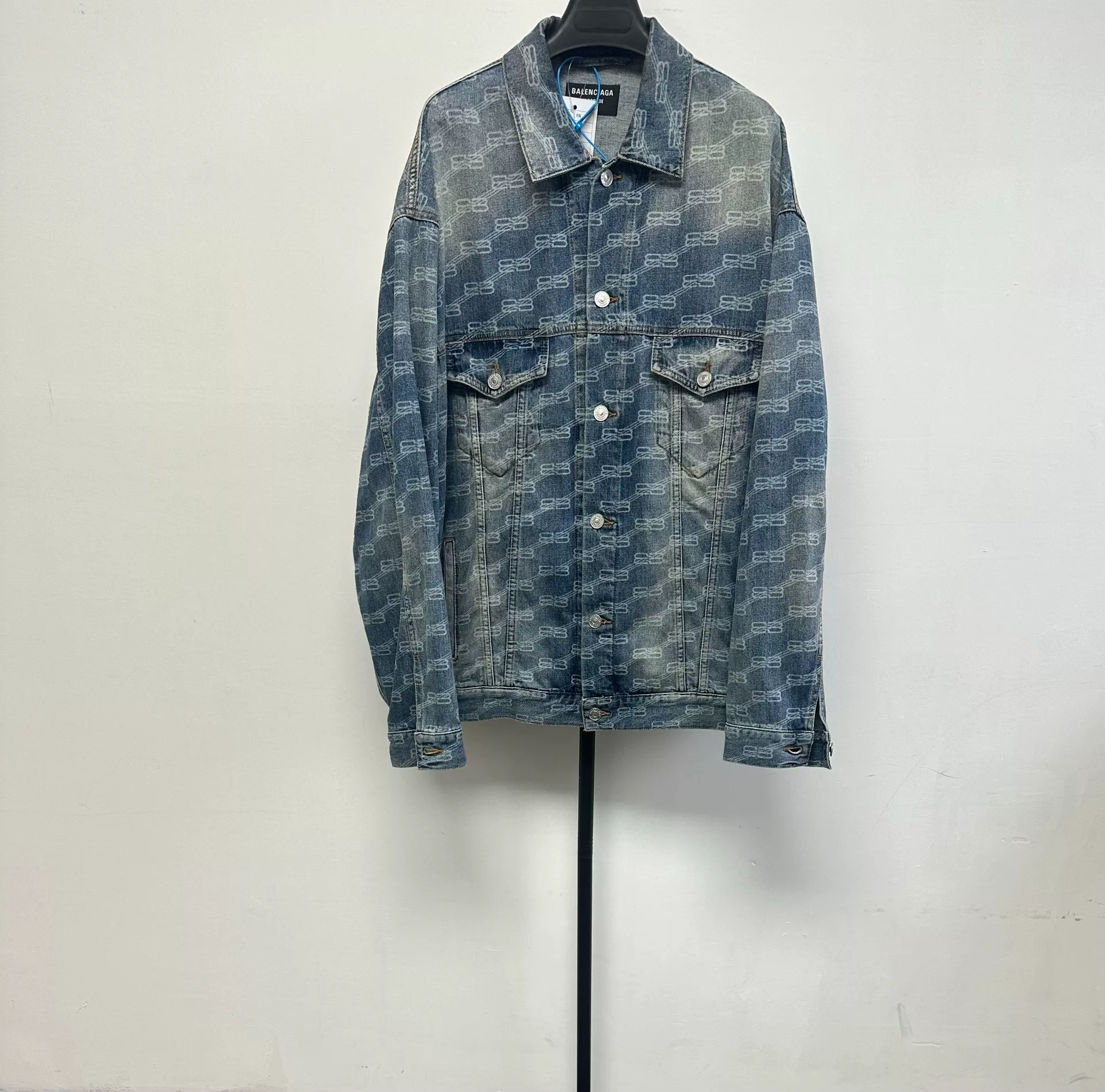 Balenciaga All-Over Logo Denim Jacket
