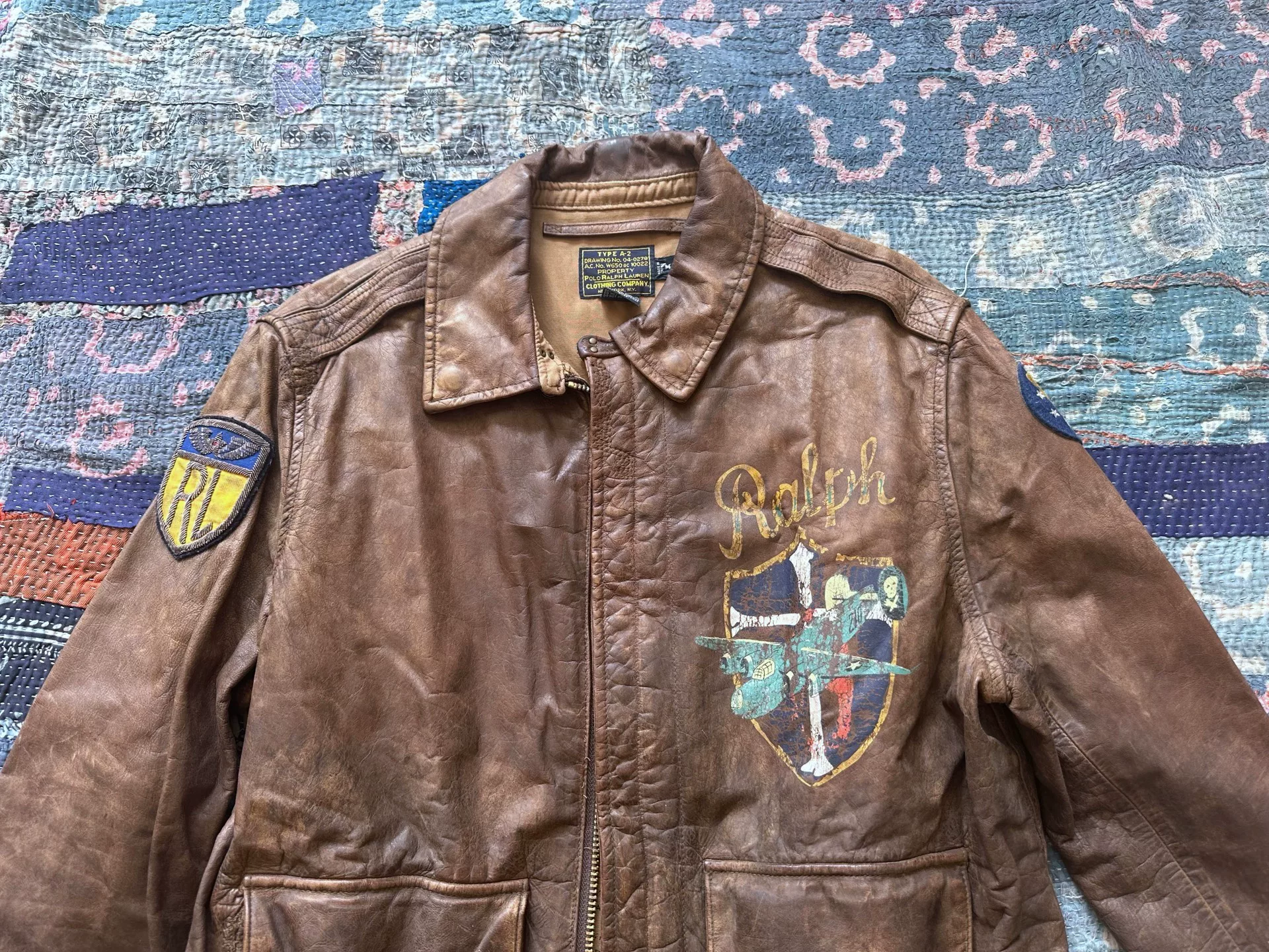 Polo Ralph Lauren Distressed Leather Jacket — detail
