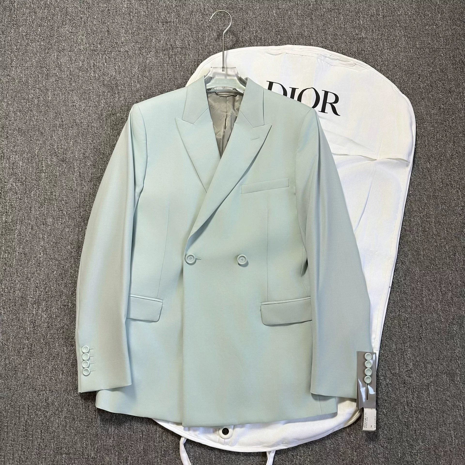 Dior Light Blue Wool Peak Lapel Suit