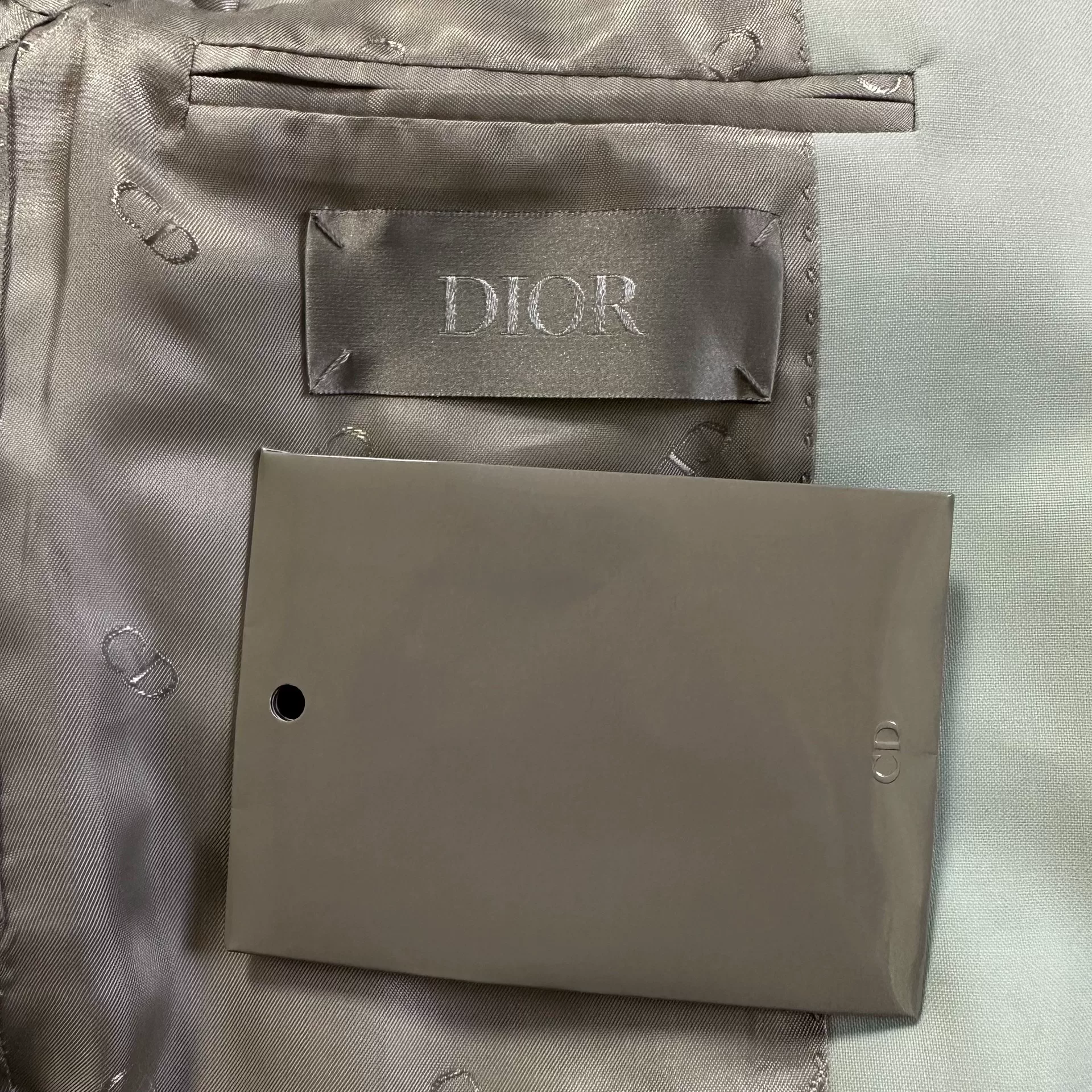 Dior Light Blue Wool Peak Lapel Suit — detail
