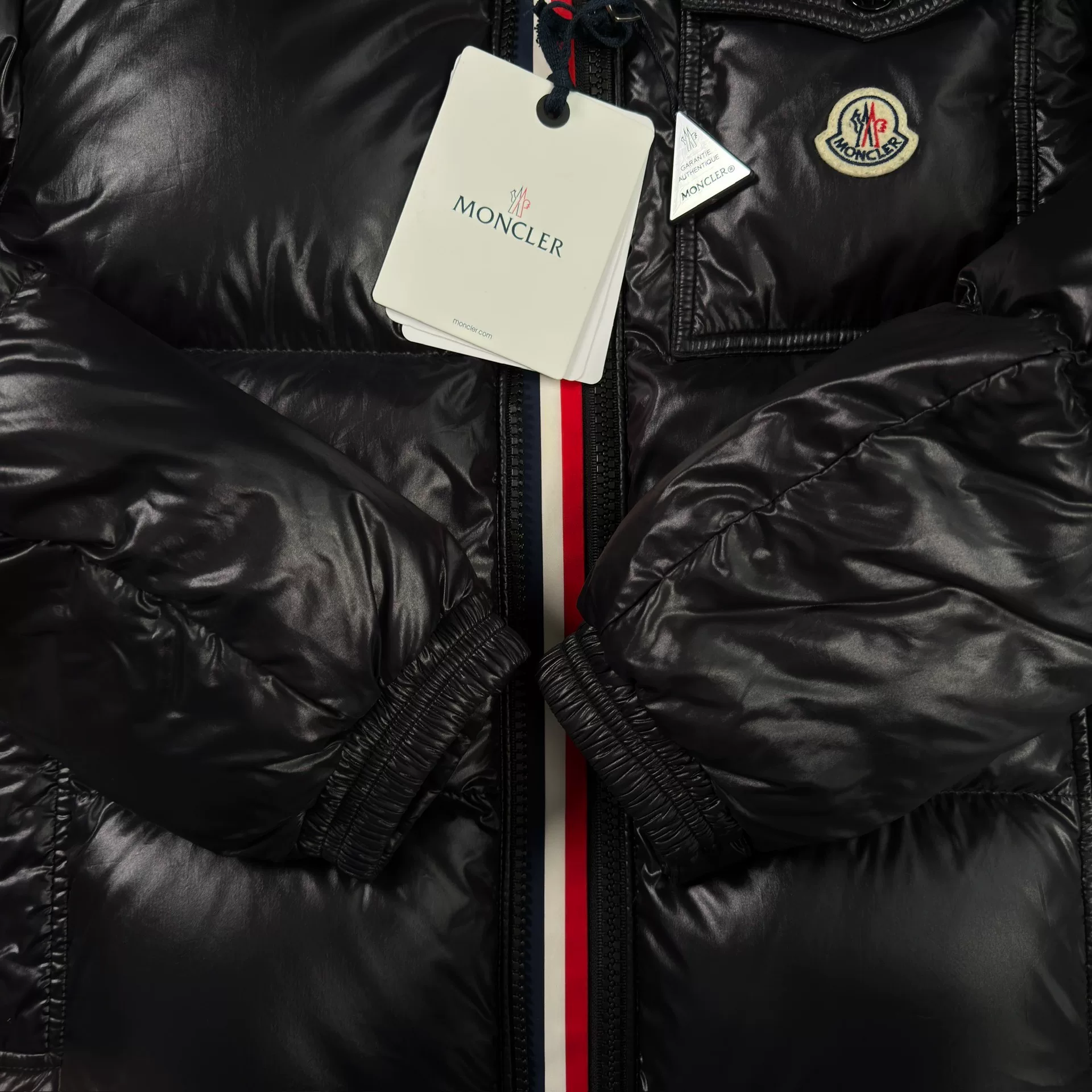 Moncler Montbeliard Striped Black Down Jacket — back