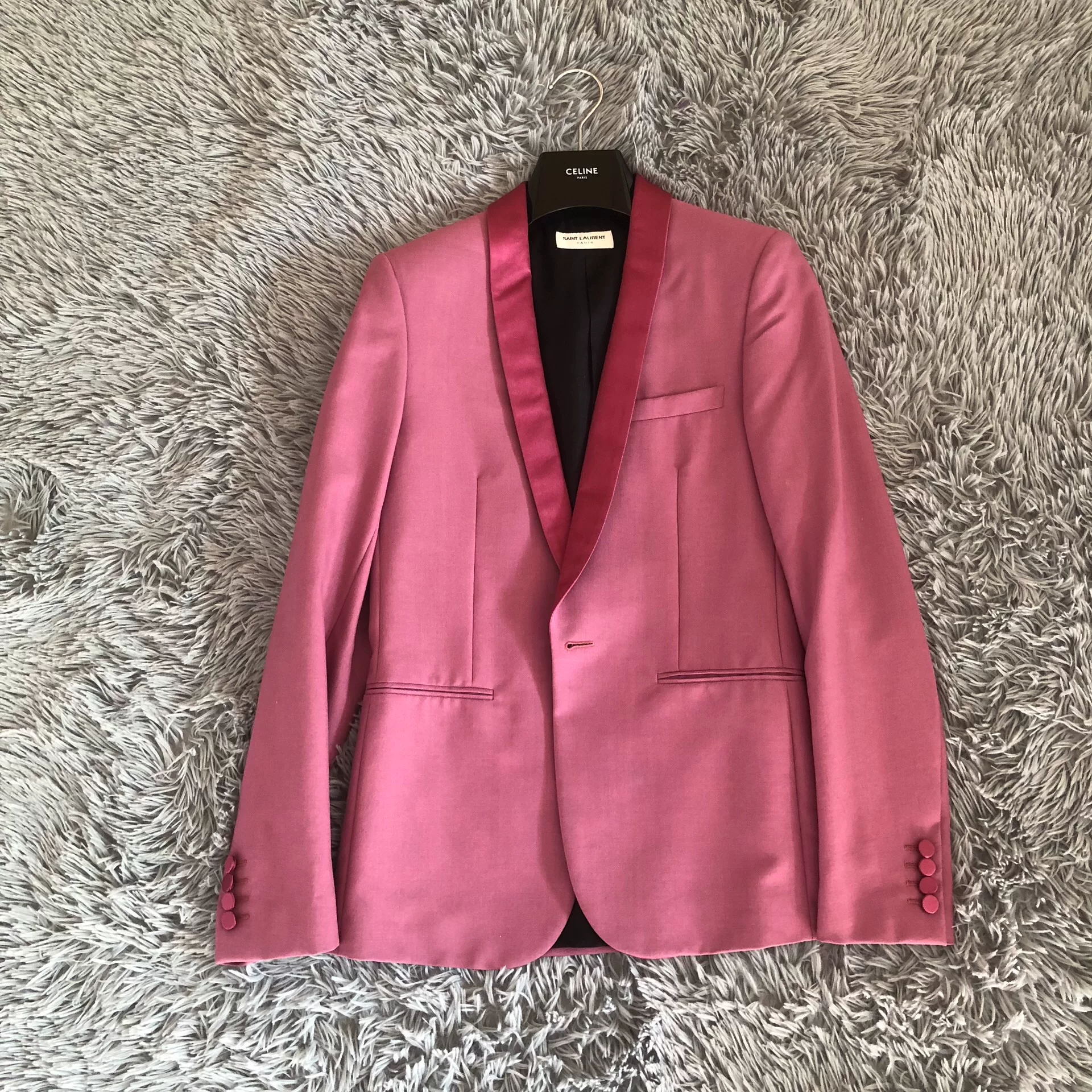 Saint Laurent 16SS Pink Shawl Collar Blazer