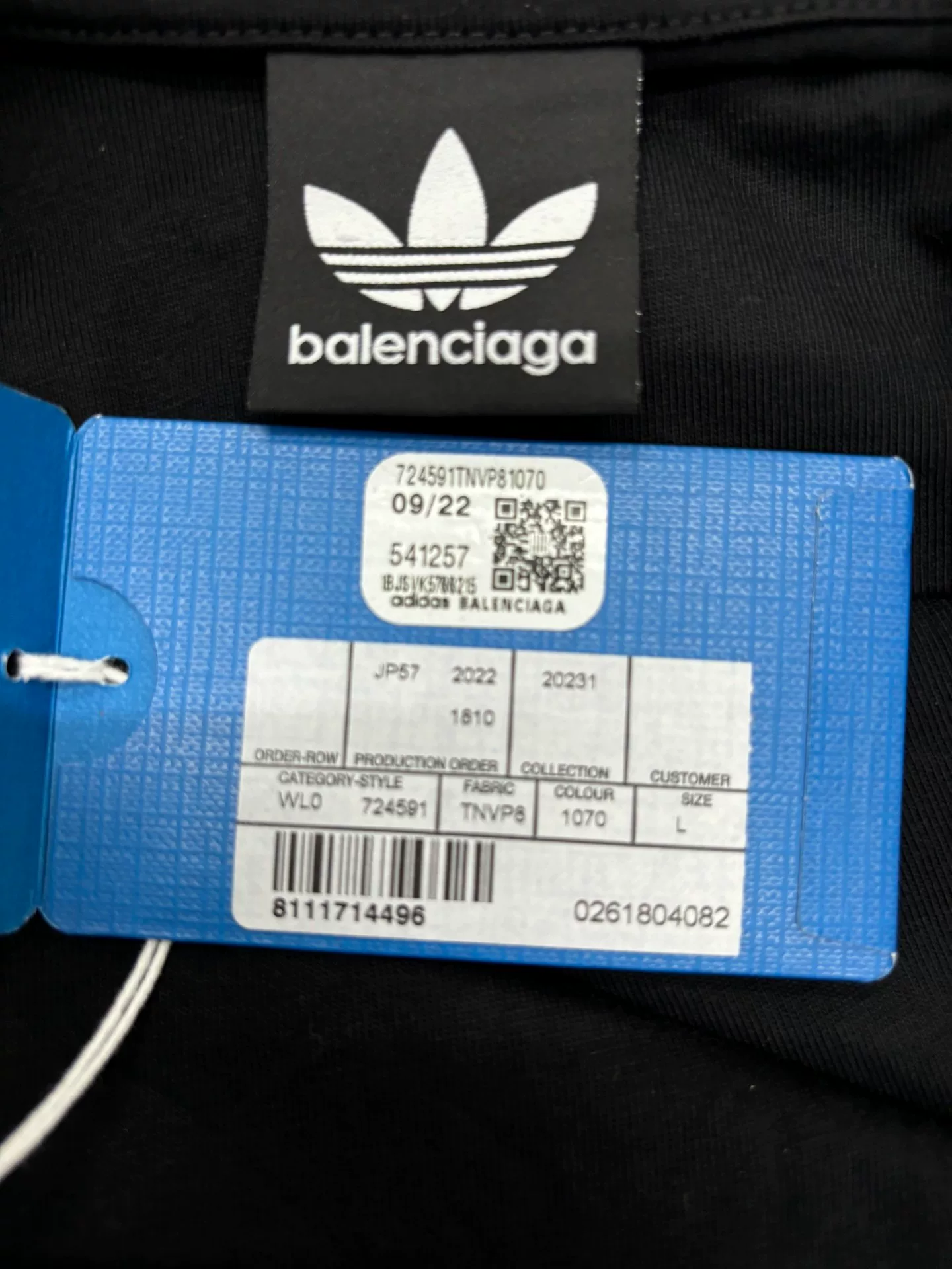 Balenciaga x adidas FW22 Embroidered Logo LS Top — detail