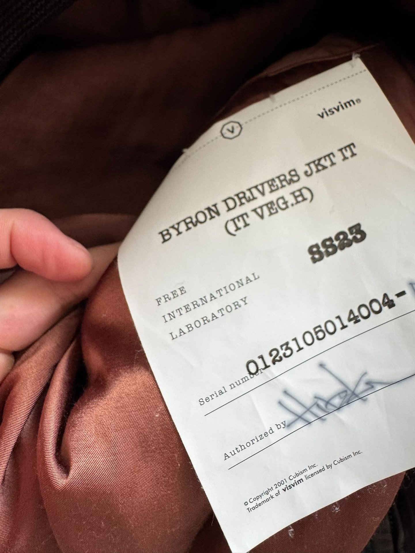 VISVIM 23SS BYRON DRIVERS JKT — label