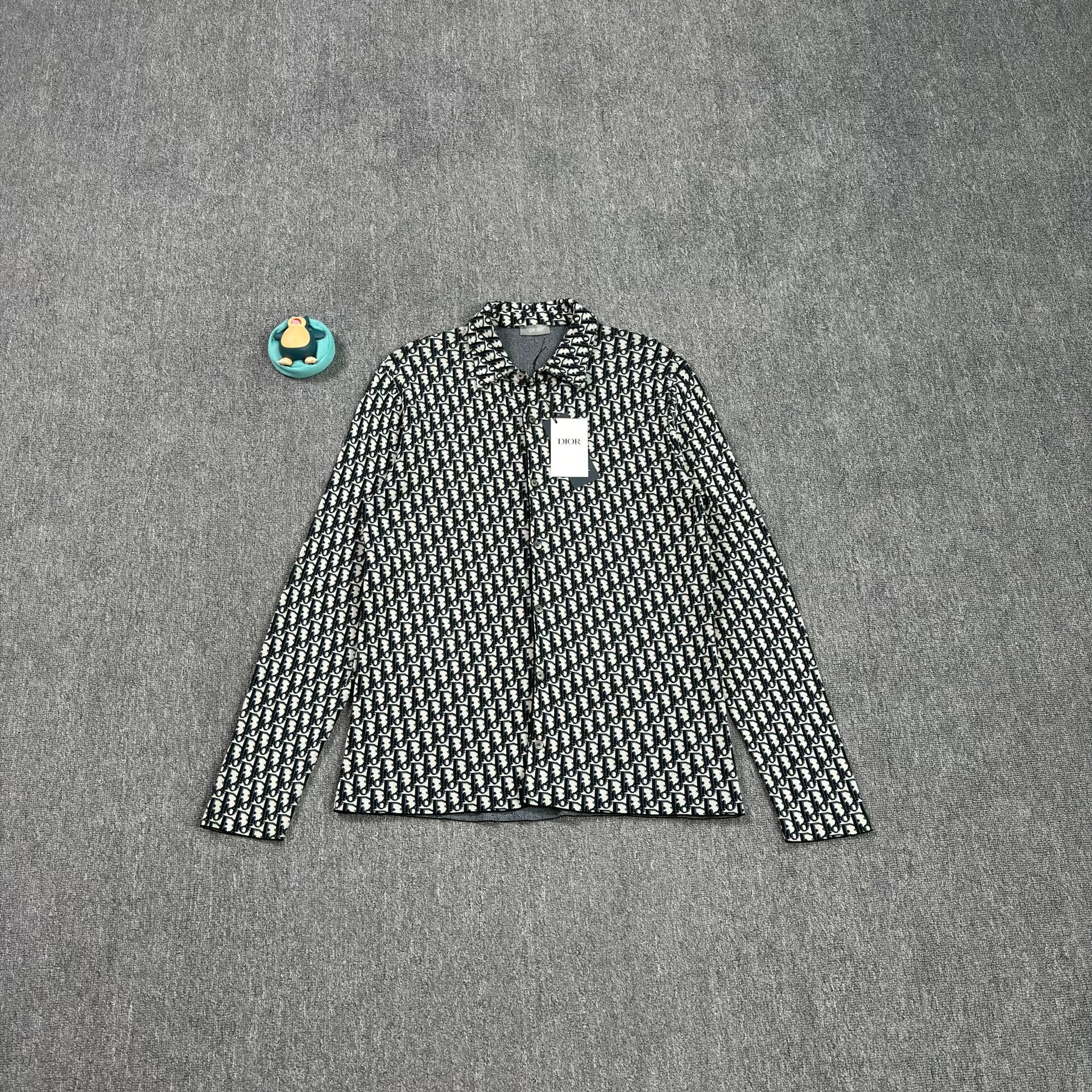 Dior Navy Blue Logo Print Shirt
