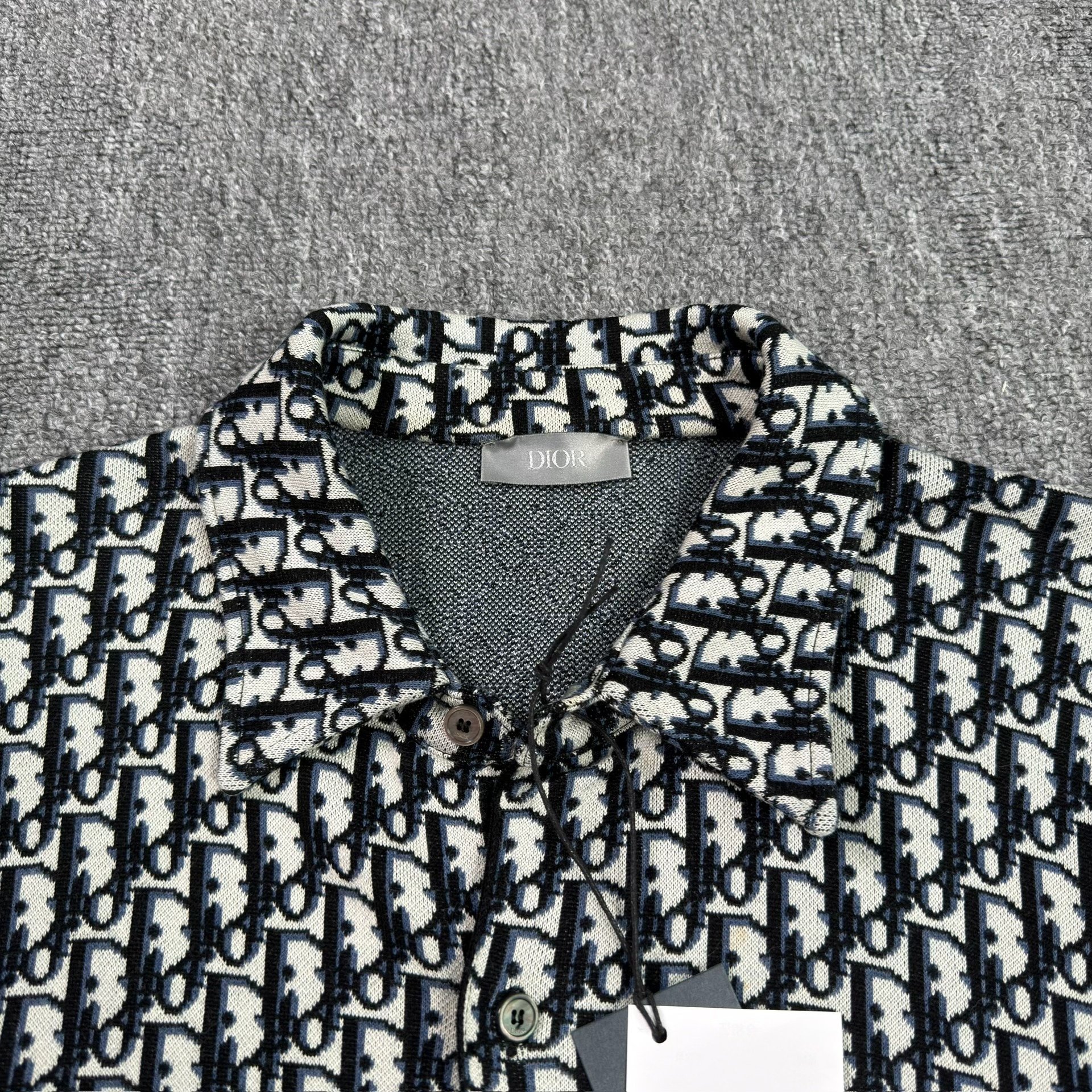 Dior Navy Blue Logo Print Shirt — detail