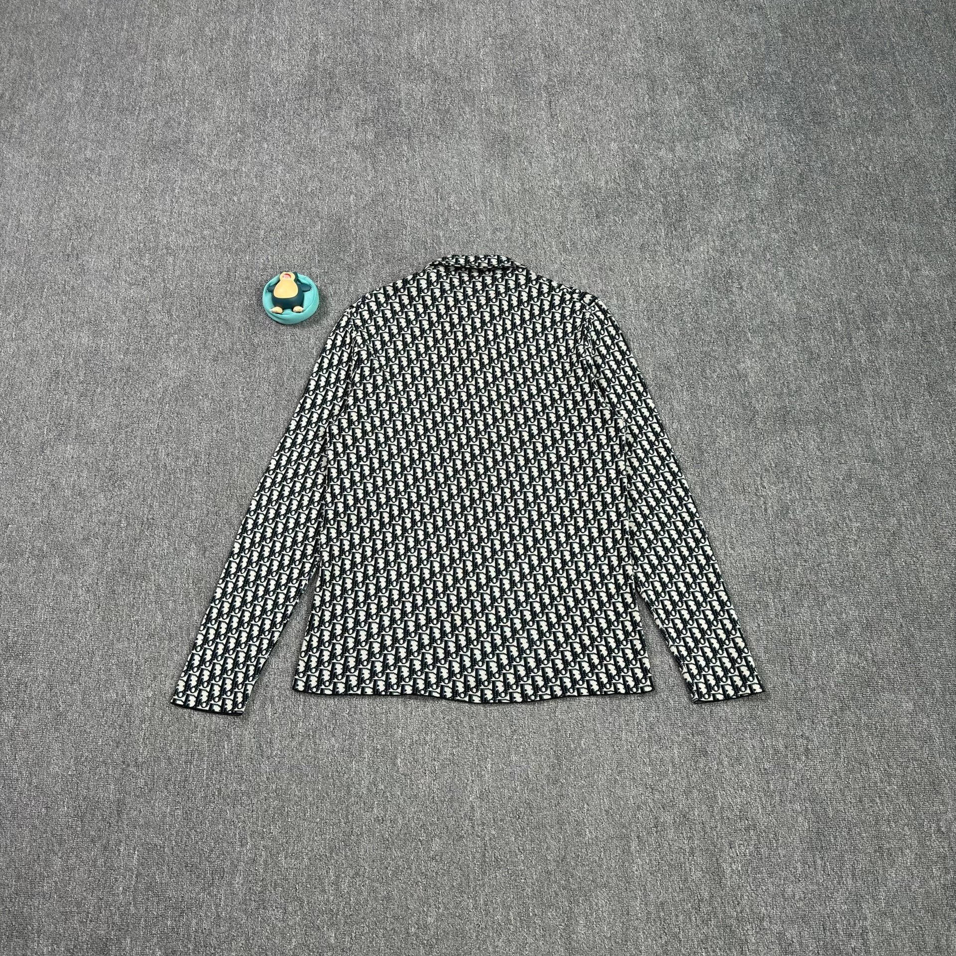 Dior Navy Blue Logo Print Shirt — front