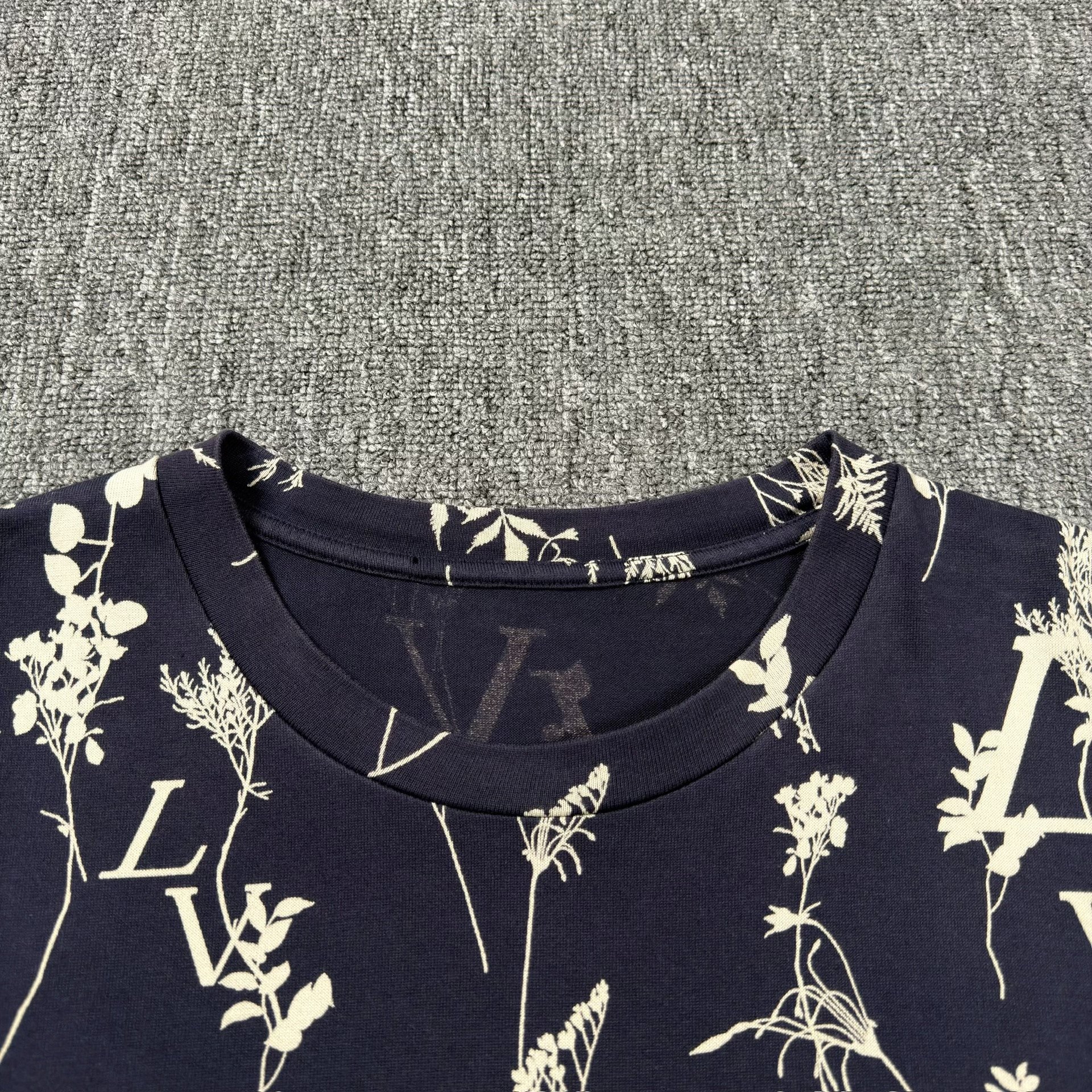 Louis Vuitton Navy Floral Print T-Shirt — front