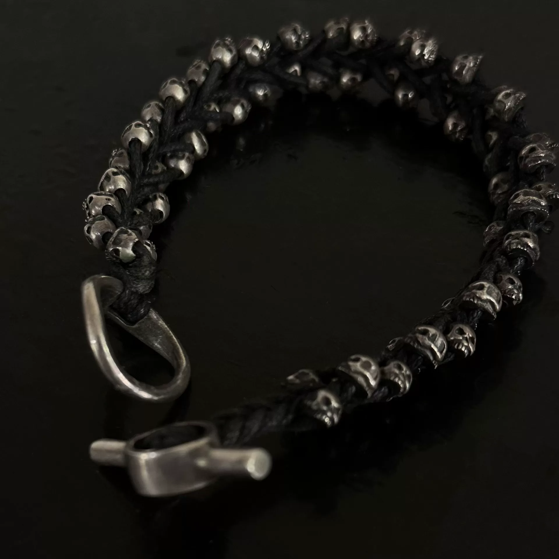 Tobias Wistisen Silver Skull Bracelet — back