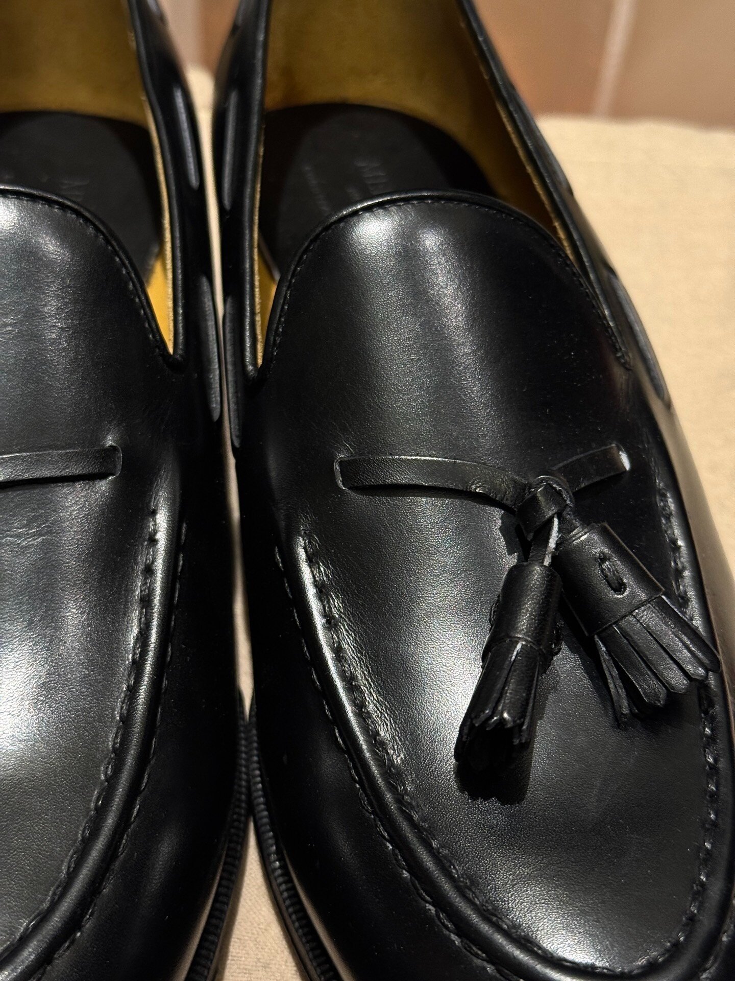 Meermin Black Leather Tassel Loafers — detail