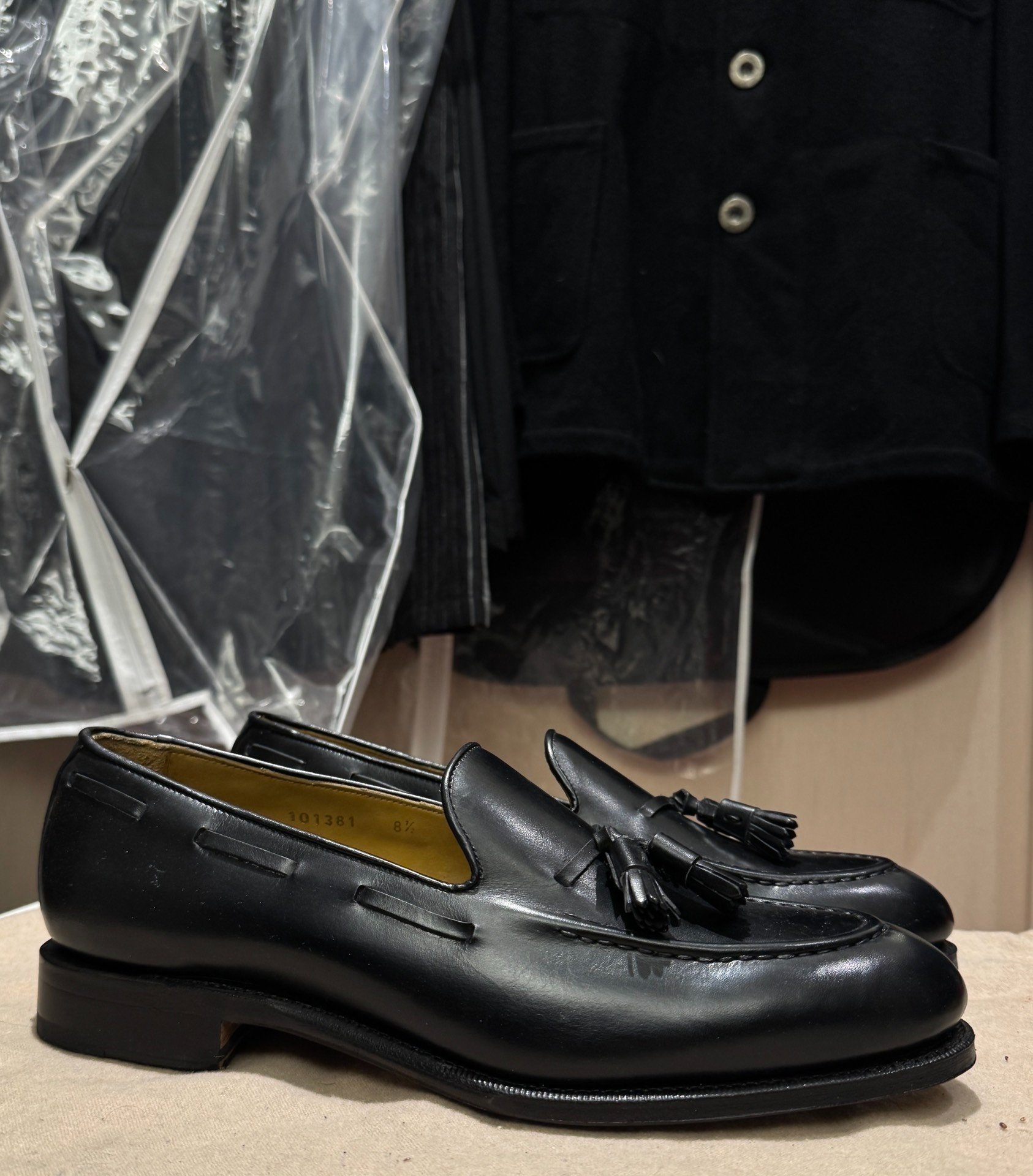 Meermin Black Leather Tassel Loafers