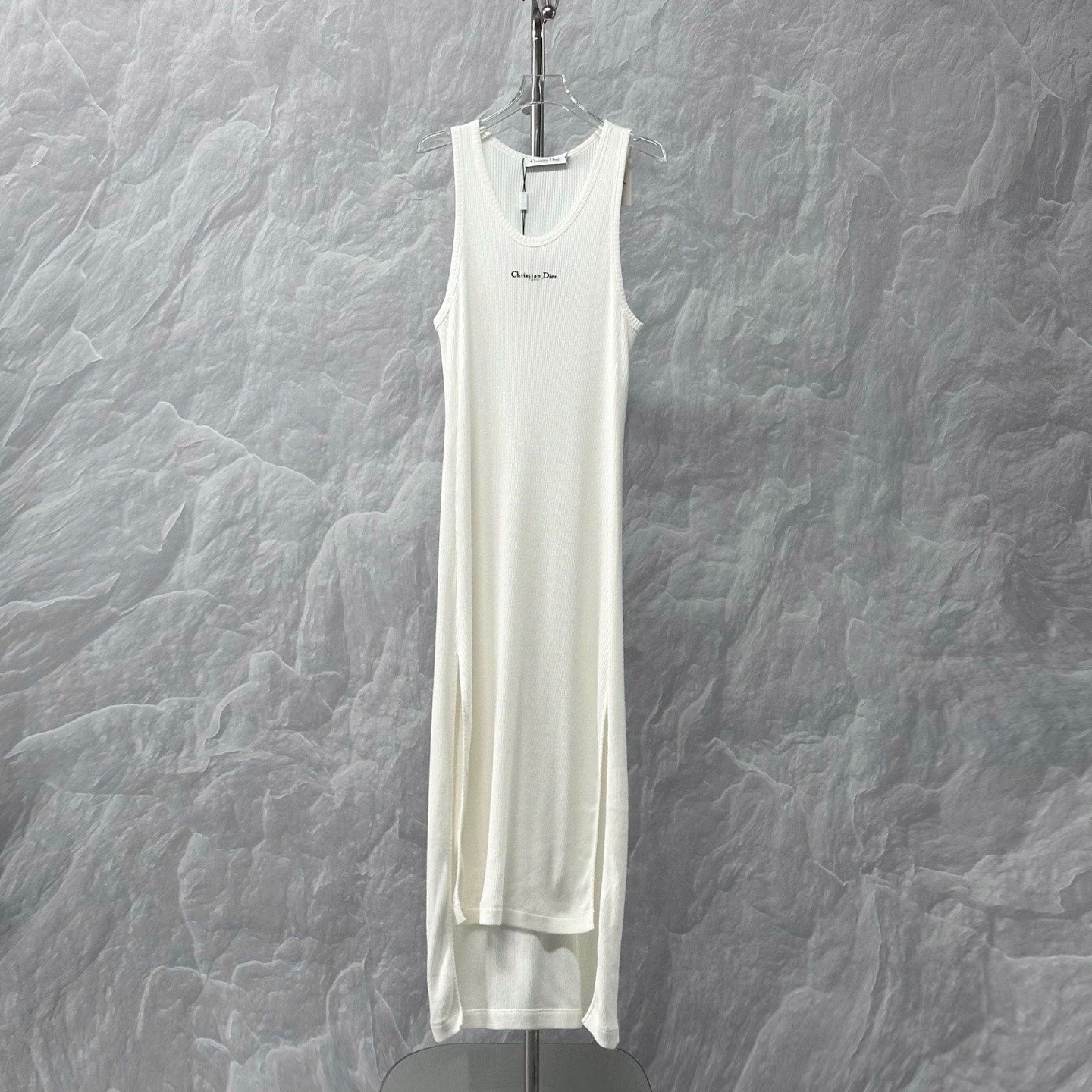 Dior SS25 Embroidered Logo Side Slit Dress — front