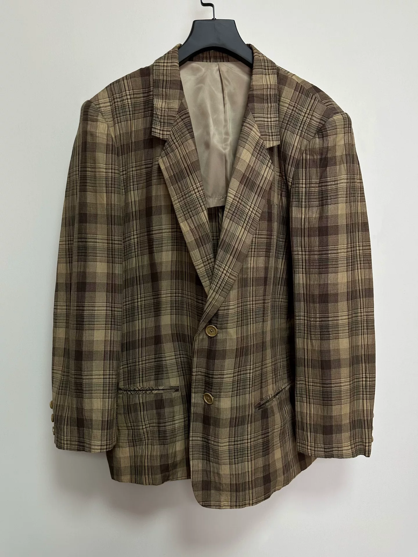 Y's for Men Plaid Linen Jacket