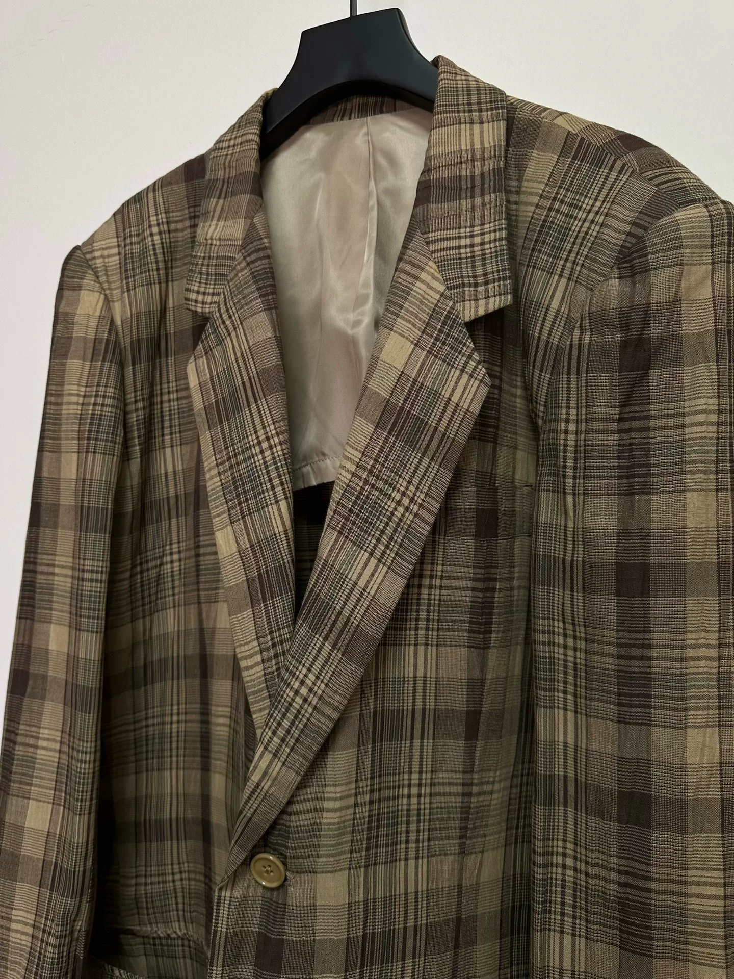 Y's for Men Plaid Linen Jacket — back