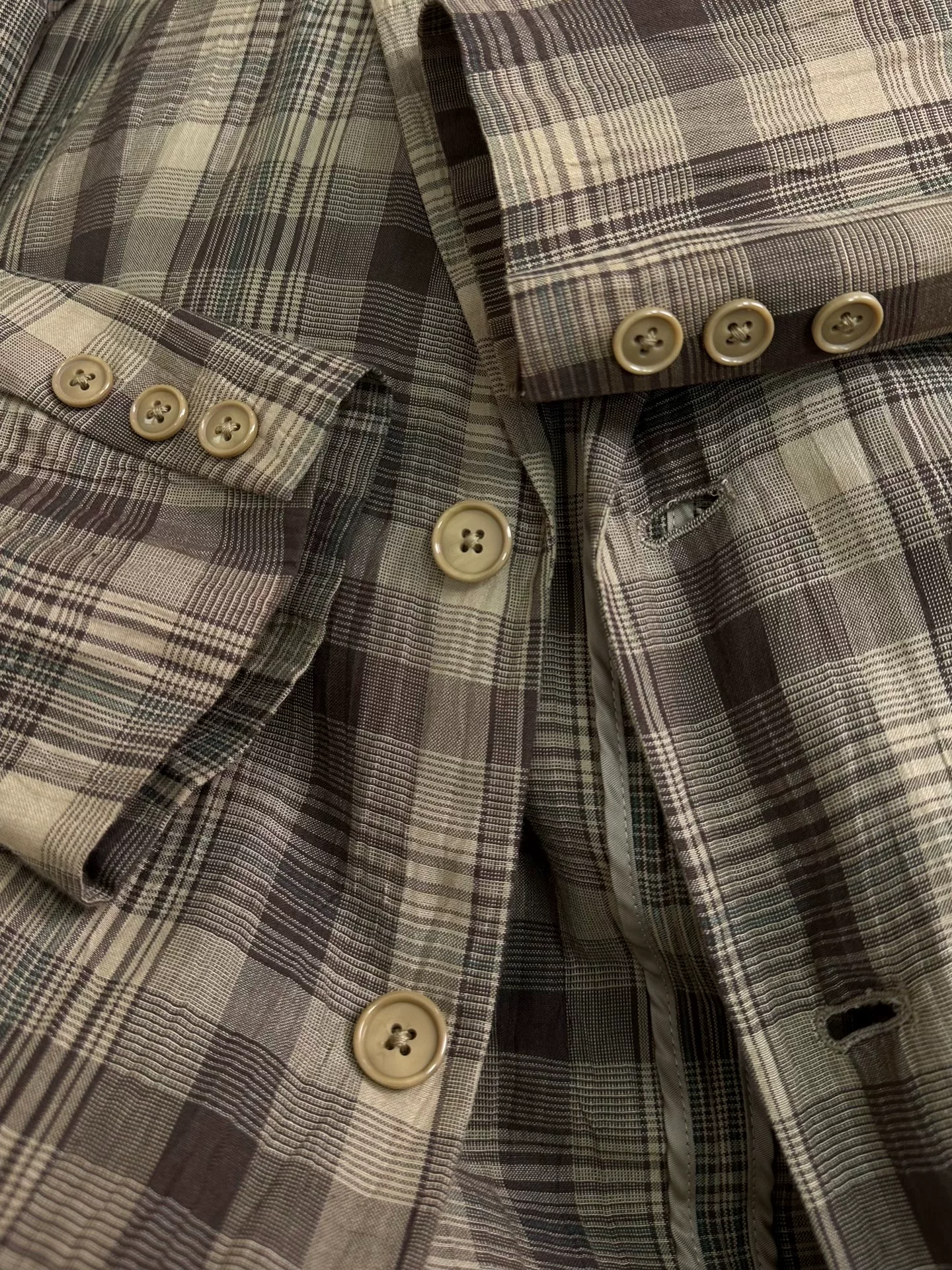 Y's for Men Plaid Linen Jacket — label
