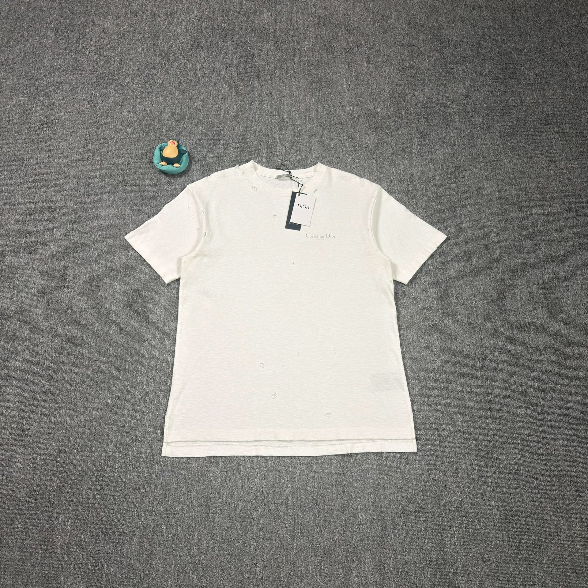 Dior White Distressed Short-Sleeve T-Shirt