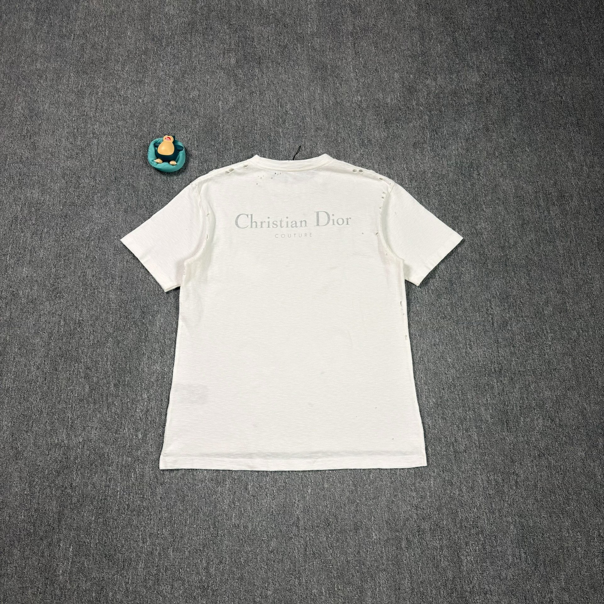 Dior White Distressed Short-Sleeve T-Shirt — front