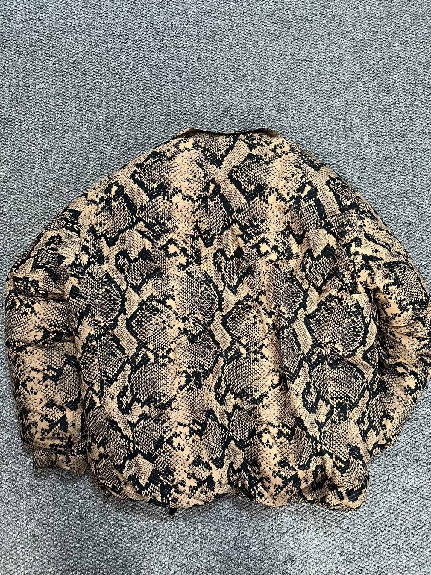 Wacko Maria Nanga Snake Print Down Jacket — label