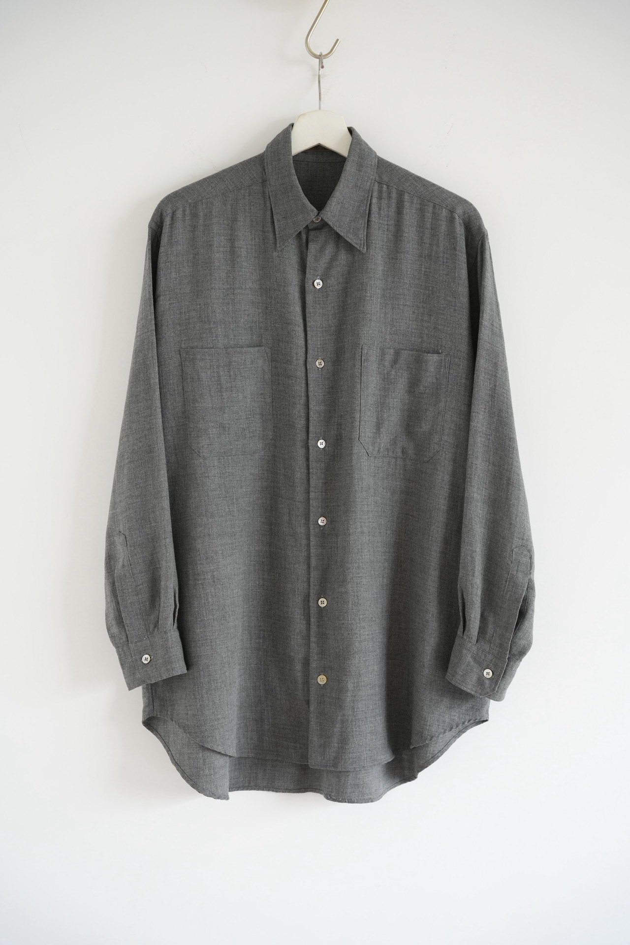 Yohji Yamamoto 80s Scissors Collar Wool Gray Shirt