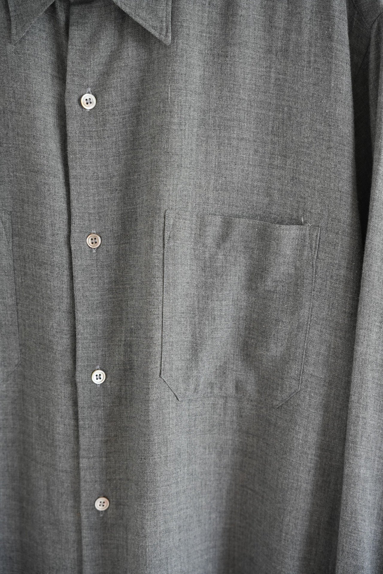 Yohji Yamamoto 80s Scissors Collar Wool Gray Shirt — back