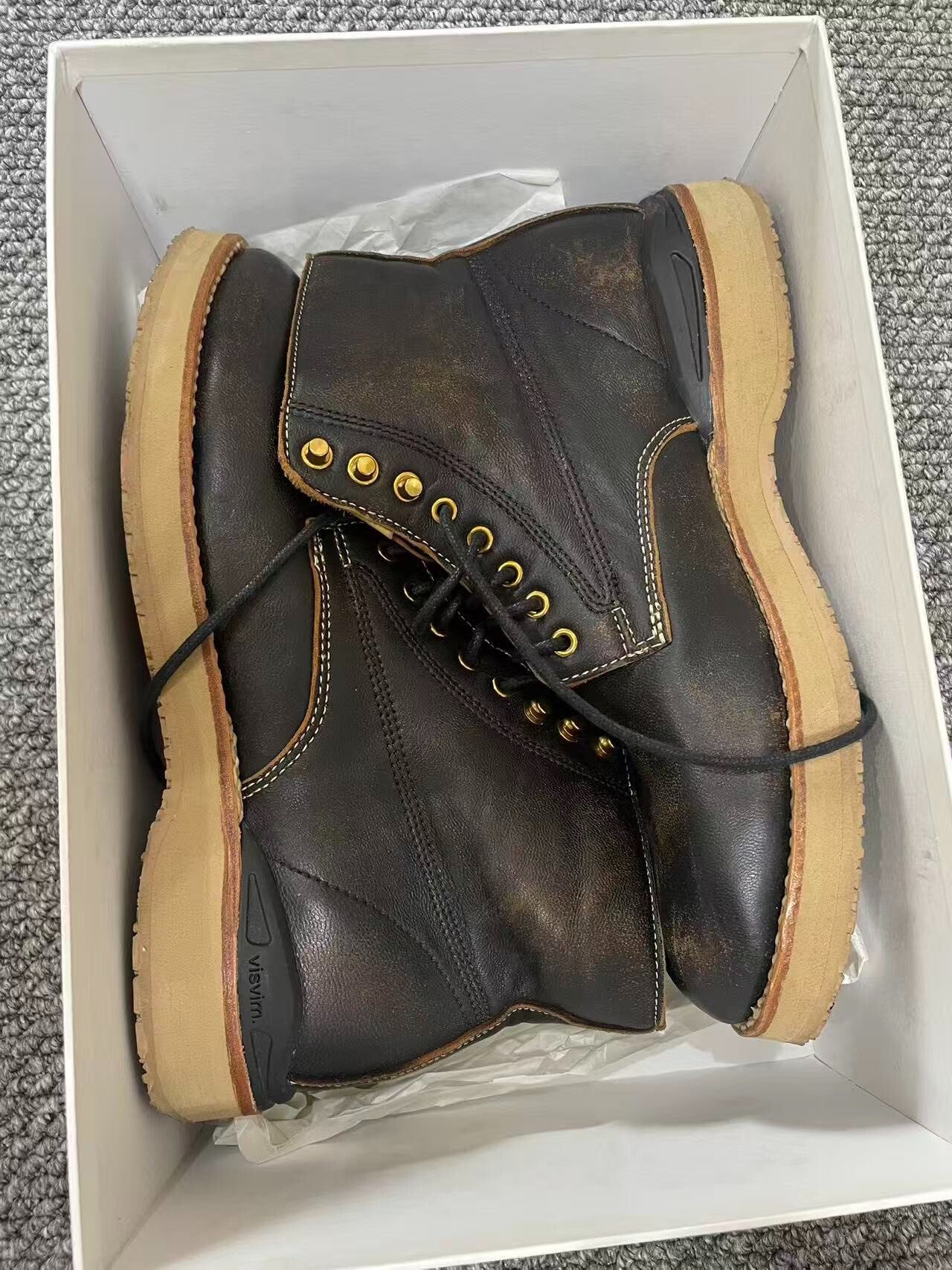 visvim Virgil Sheepskin Leather Boots — label